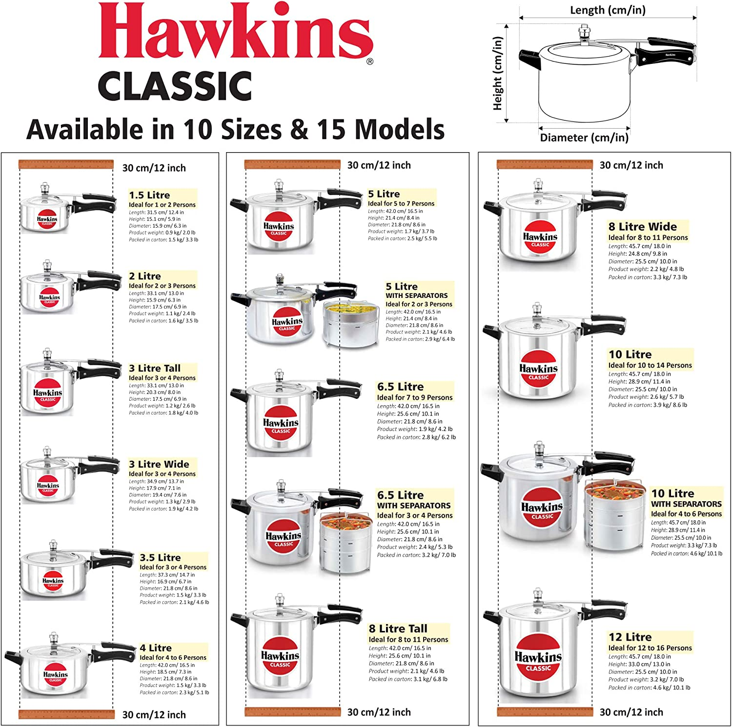 Hawkins Classic Pressure Cooker, Silver, Hawcl3W 3-Liter Wide Mouth image number 3