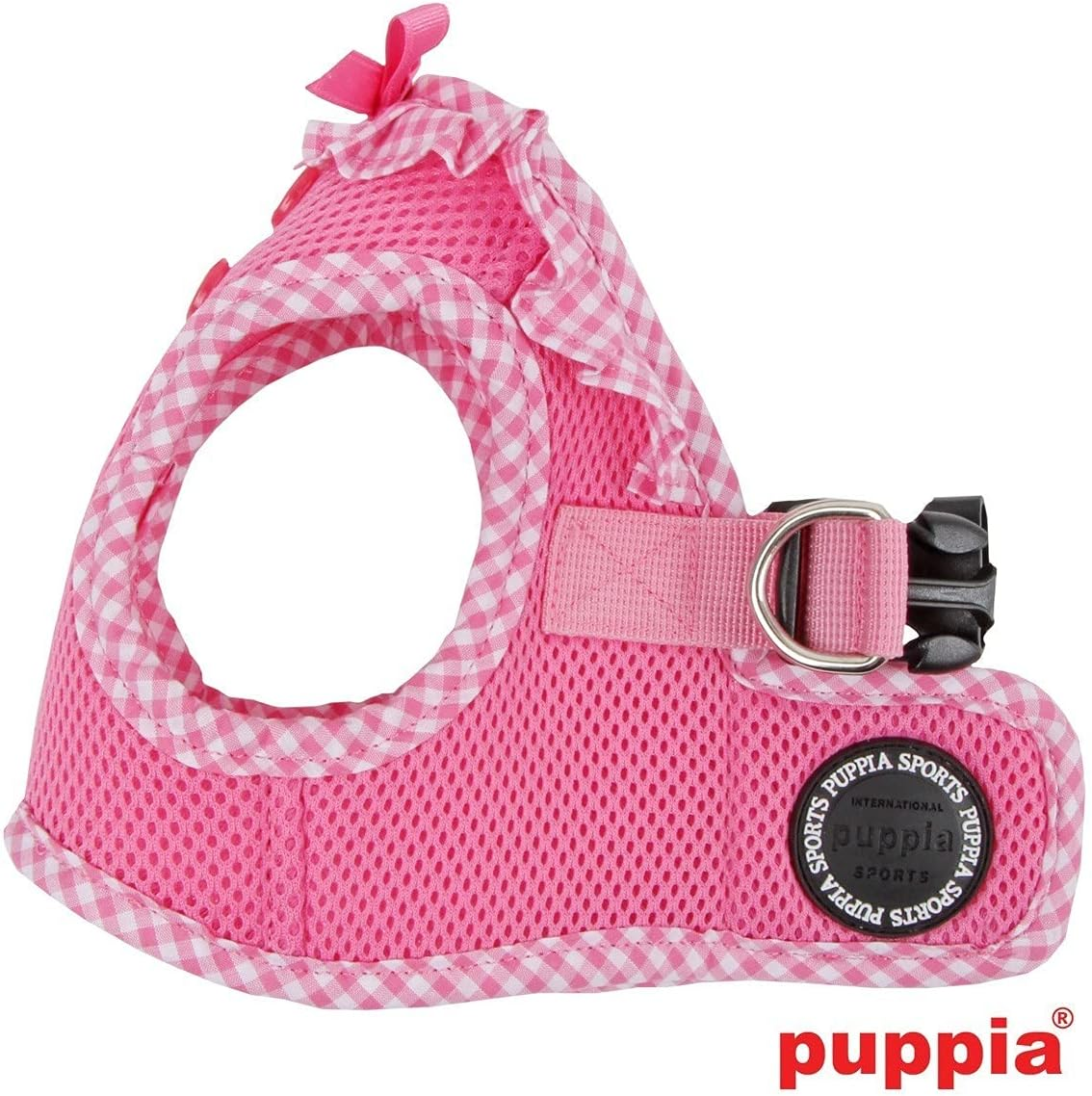 Puppia Gingham Dog Vest, Pink Medium