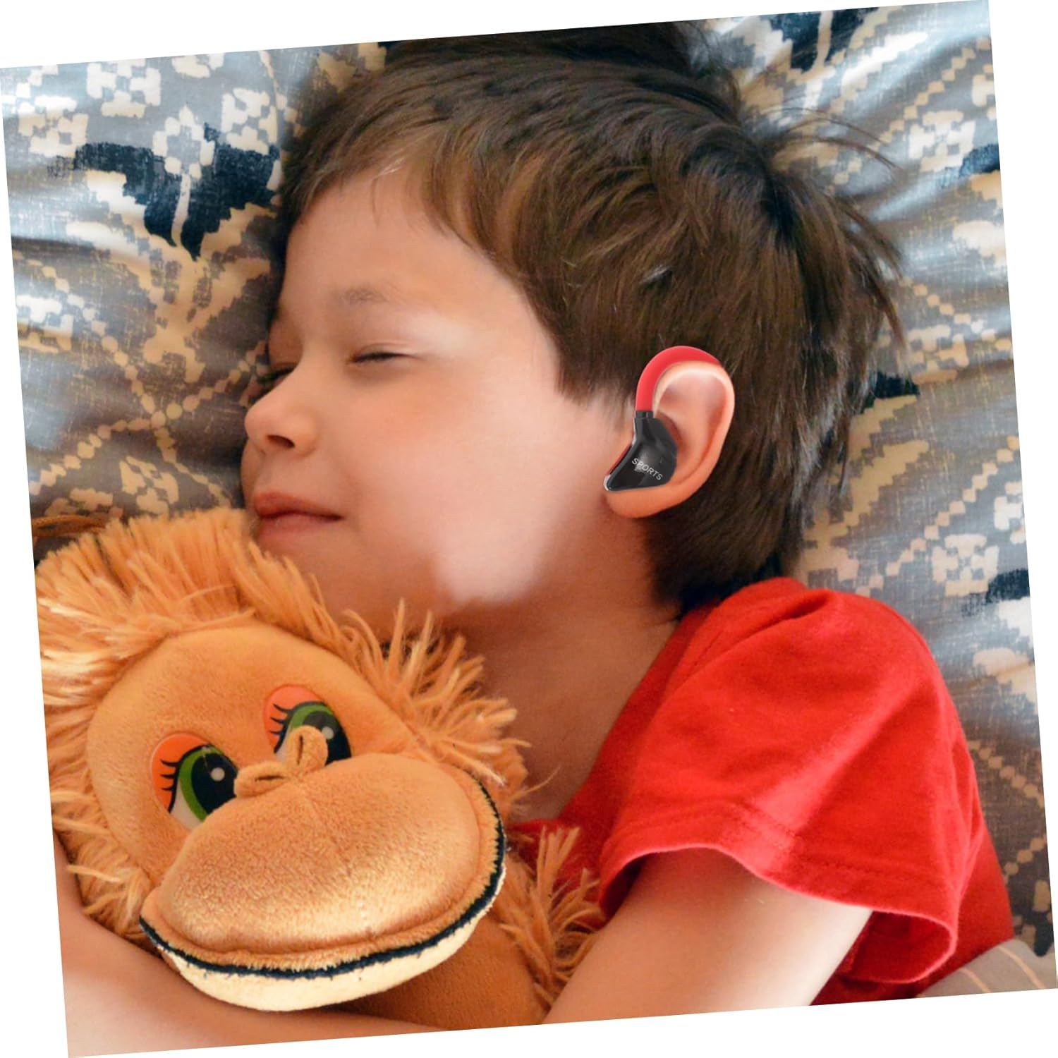 Operitacx Wired Sports Earphones with Inline Remote Control for Running and Outdoor Use, Lightweight Red Earbuds with Deep Bass, Compatible with Smartphones image number 2