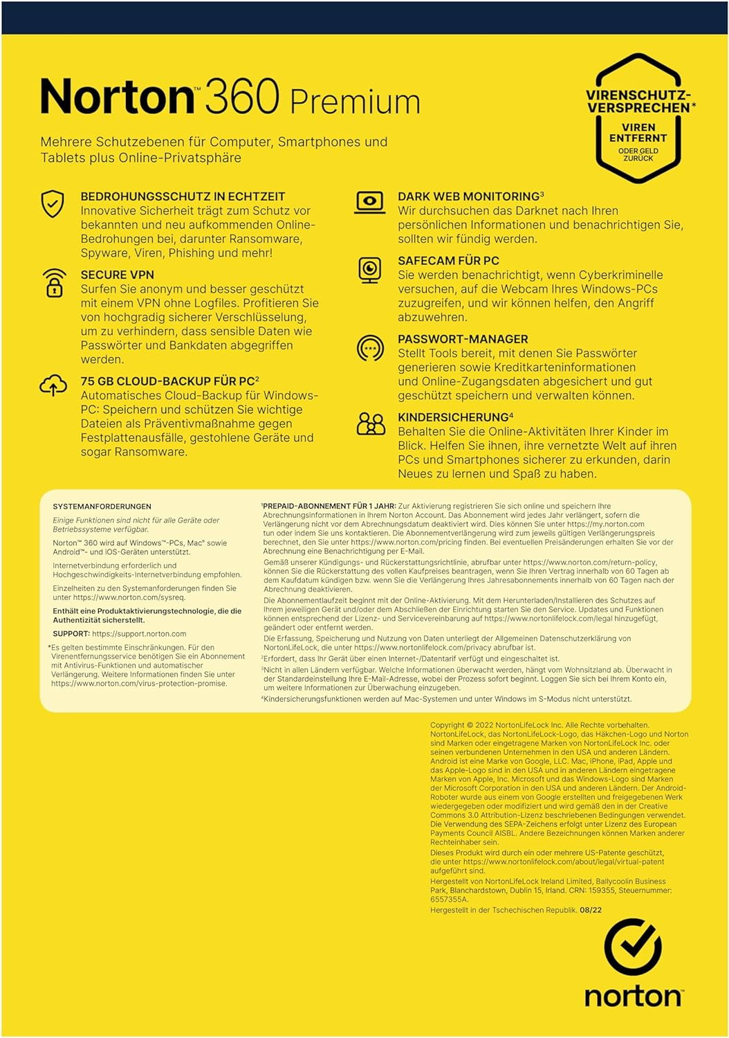 Norton 360 Premium 2022 10 Devices 1 Year with Automatic Renewal Includes Secure VPN Password Manager - Pcs, Mac, Smartphones, Tablets by Post image number 4