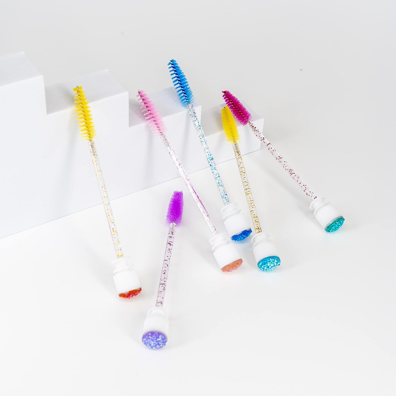 20-Piece Mixed Color Disposable Diamond Mascara Wands - Sanitary Tube Spoolies - Makeup & Eyebrow Applicator Kit image number 2