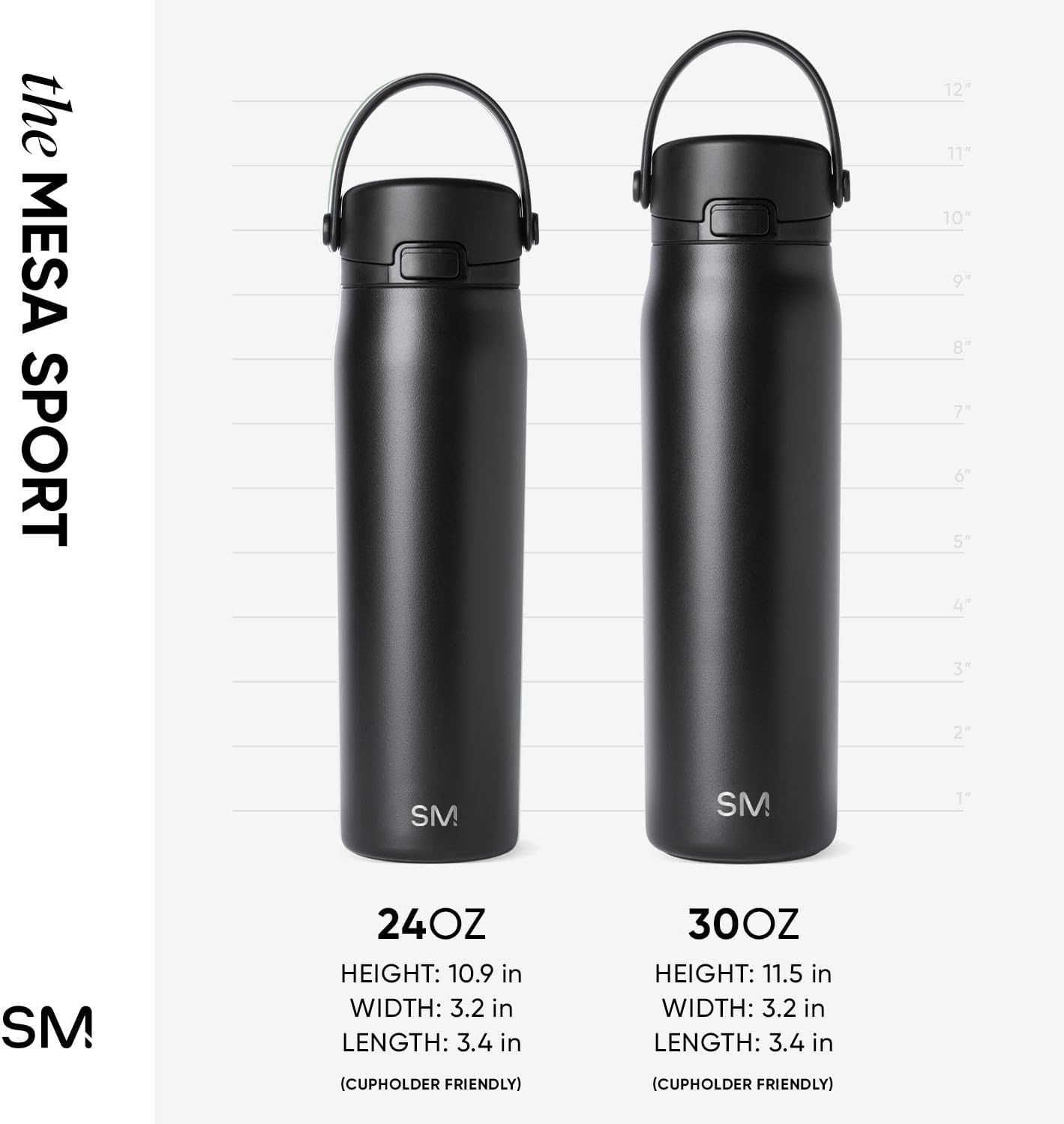 Simple Modern Mesa Sport Water Bottle with Covered Chug Lid | 30Oz Cup Holder Friendly Insulated Stainless Steel Bottle for Gym, Sports and Travel | Midnight Black image number 1
