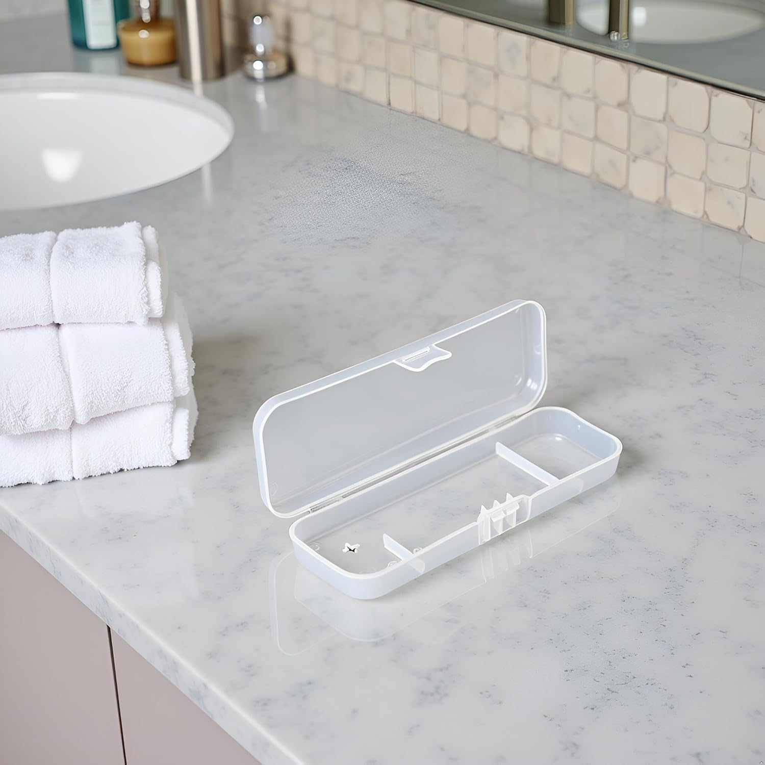 Ssmmam Transparent Shaving Box for Shaver Razor, Razor Protector Plastic Box Cover Container Storage for Manual Razor, Shaving Accessories image number 5