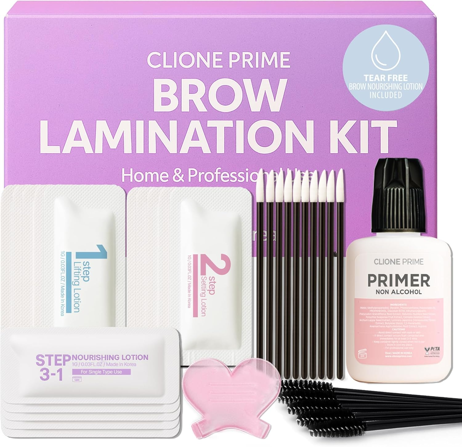 CLIONE PRIME at Home Brow Lamination Kit - DIY Eyebrow Lamination Kit Professional Eye Brow Perm Instant DIY Eyebrow Lift for Fuller Thicker Brows Lasts for Upto 8 Weeks image number 4