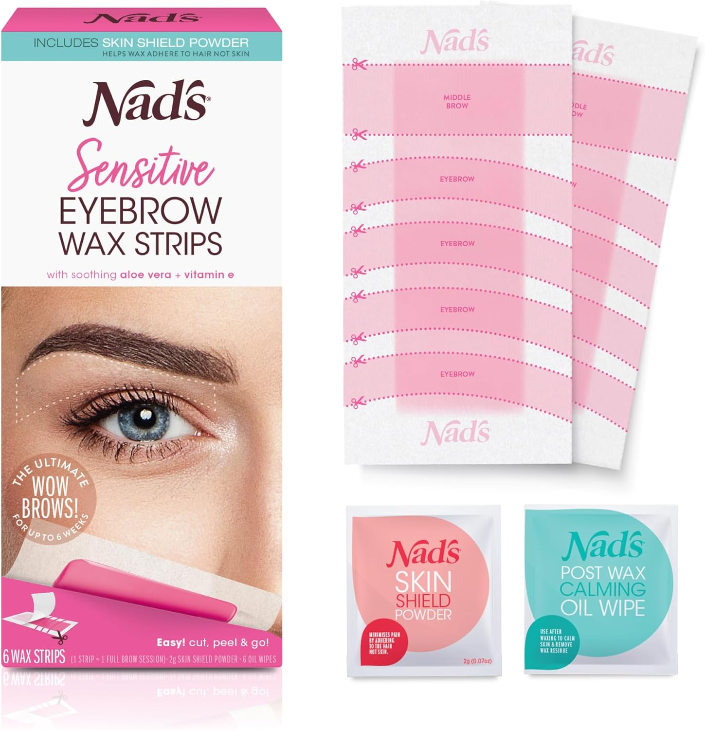 Nad'S Hair Removal Eyebrow Wax Strips, Eyebrow Shapers, Ready-To-Use Template Wax Strips