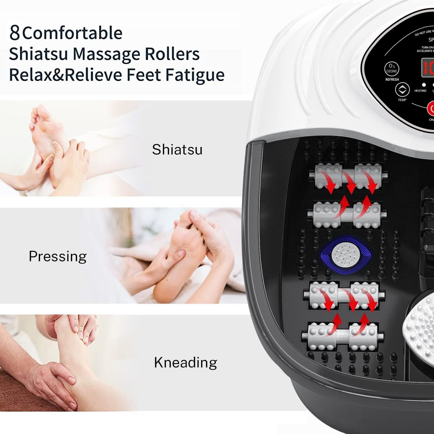 Closewave Foot Spa Bath Massager with Heat, UV & Ozone Bubbles,Shiatsu Rollers Epsom Salt Temperature Control, Relieves Stress and Feet Pain - Home Pedicure Soaking Tub Gift for Women/Men, Mom/Dad image number 2