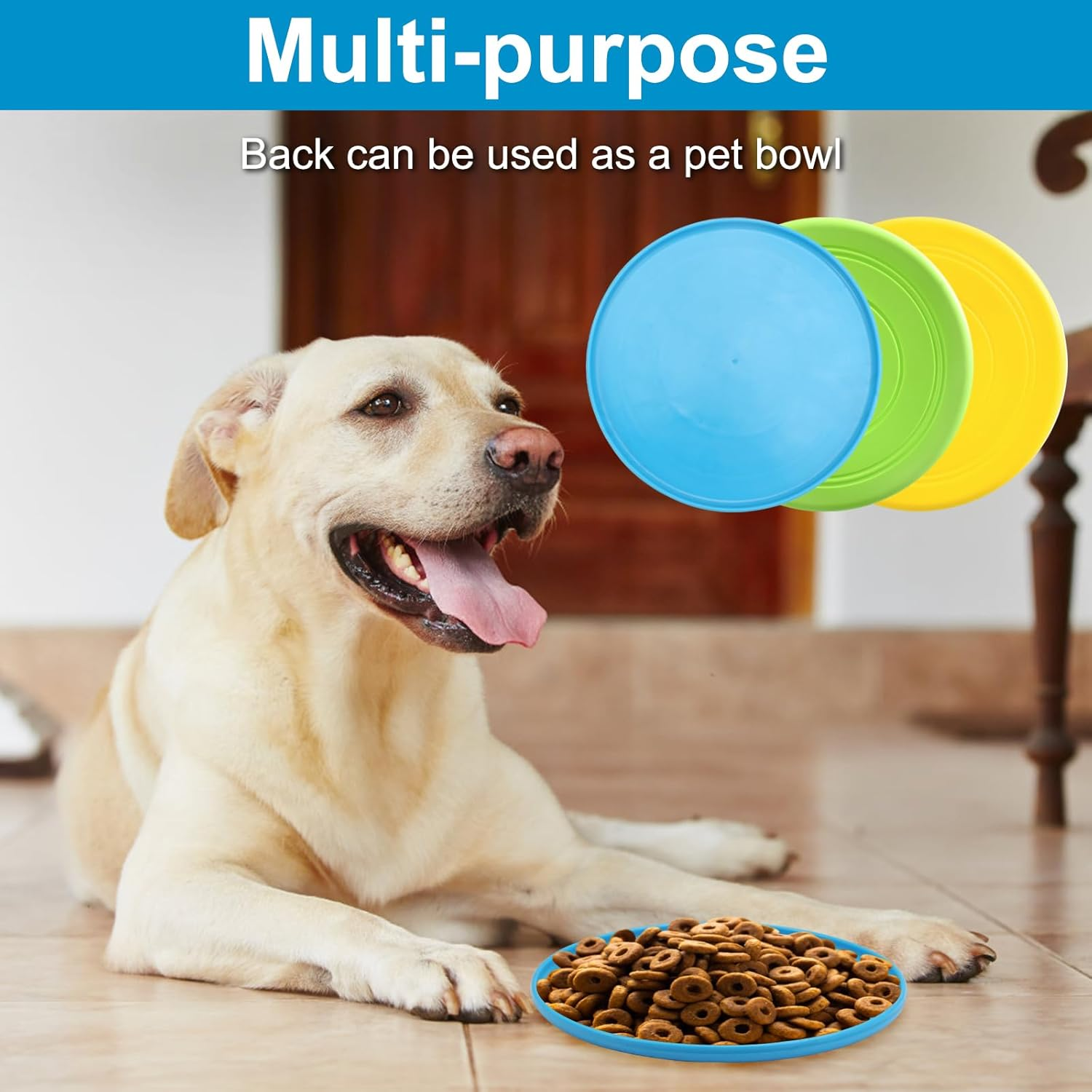 Pack of 7 Dog Frisbees, 17.5 Cm Training Discs Dog, Dog Toy Frisbee Made of Natural Rubber, 7 Colours Water Frisbee, Versatile Soft Frisbee for Dog Training, Throwing, Catching and Playing image number 6