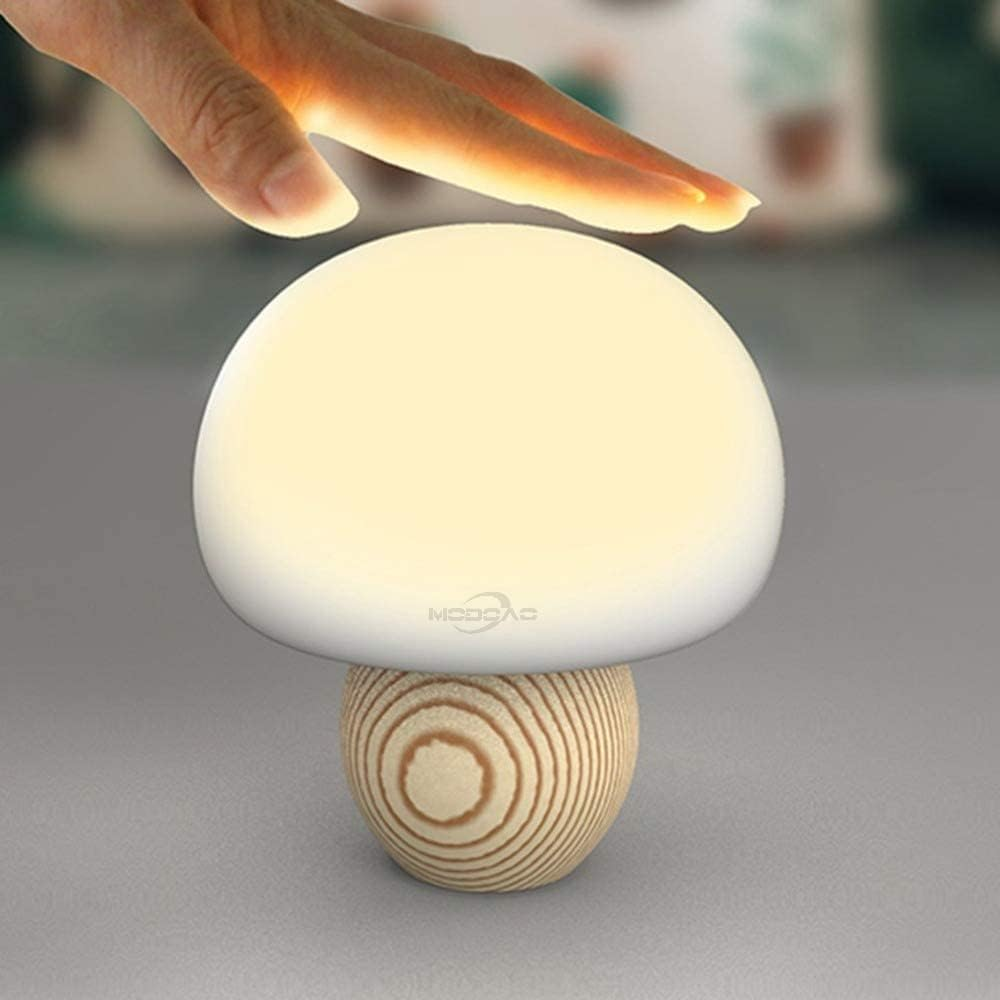 MODOAO LED Night Light Cute Mushroom Pat Light Silicone USB Night Lamp Magnetic Touch Sensor Atmosphere Lamp Bedroom Bedside Table Lamp image number 1