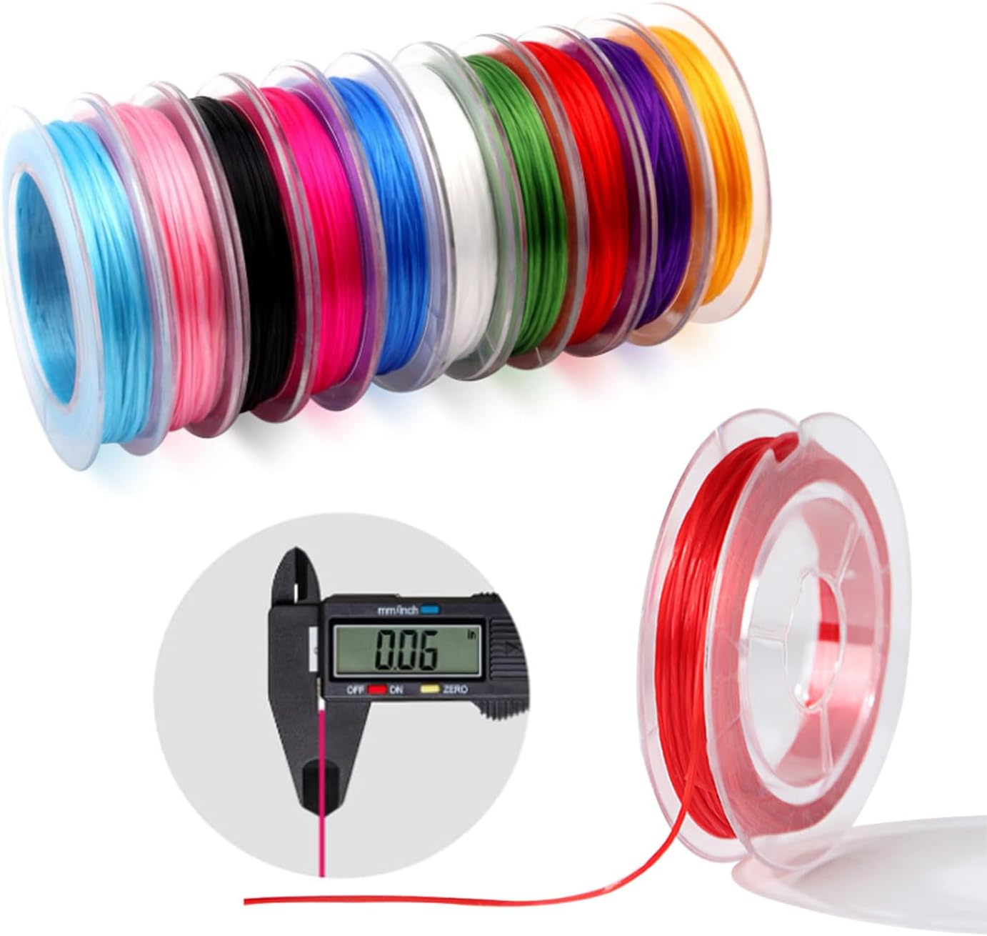10 Rolls Elastic Bracelet String Cord,Betterjonny 0.6Mm Flat Jewelry String Multipurpose Jewelry Making Elastic Thread for DIY Jewelry Making Friendship Bracelets（10 Color） image number 5