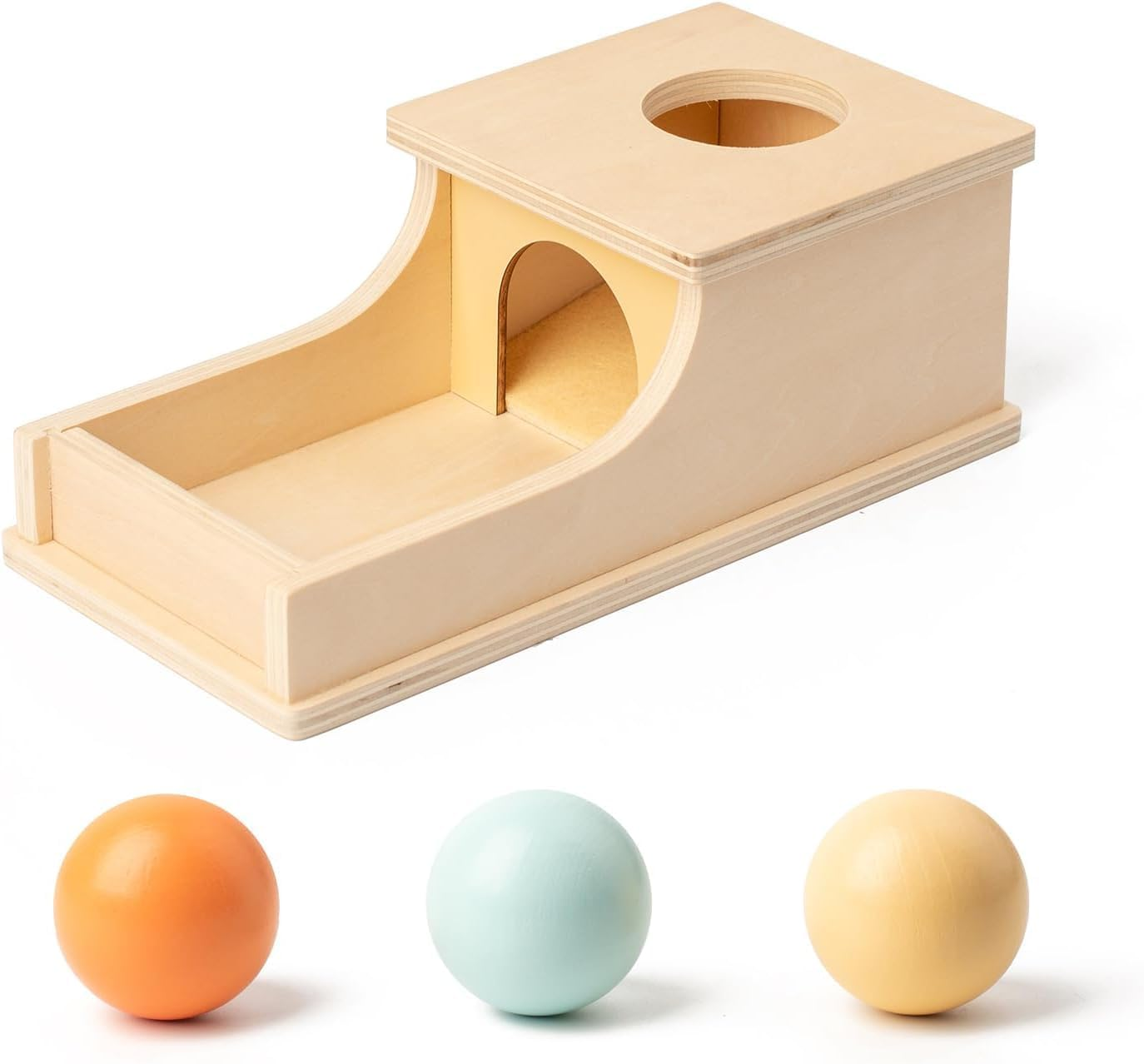 Toy Life Object Permanence Box with Tray and 3 Balls Montesorri Toys 6-12 Months Ball Drop Toy Box Wooden Baby Montessori Toys for Baby Developing Motor Skills and Hand-Eye Coordination
