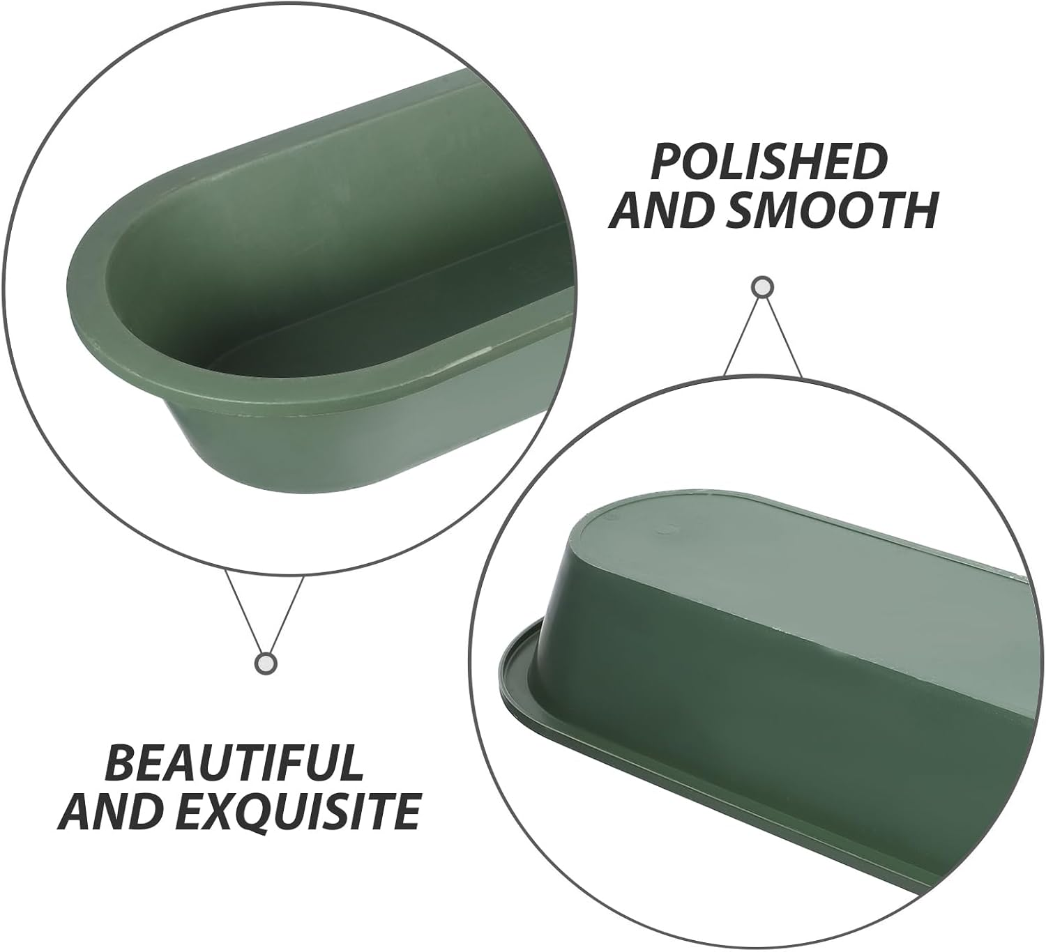 Milisten Feeding Trough: Heavy-Duty Oval Livestock Feed and Water Container - Thickened Plastic Feeder for Pigs, Goats, Sheep, Cows, Chickens, Ducks, Olive Green image number 3