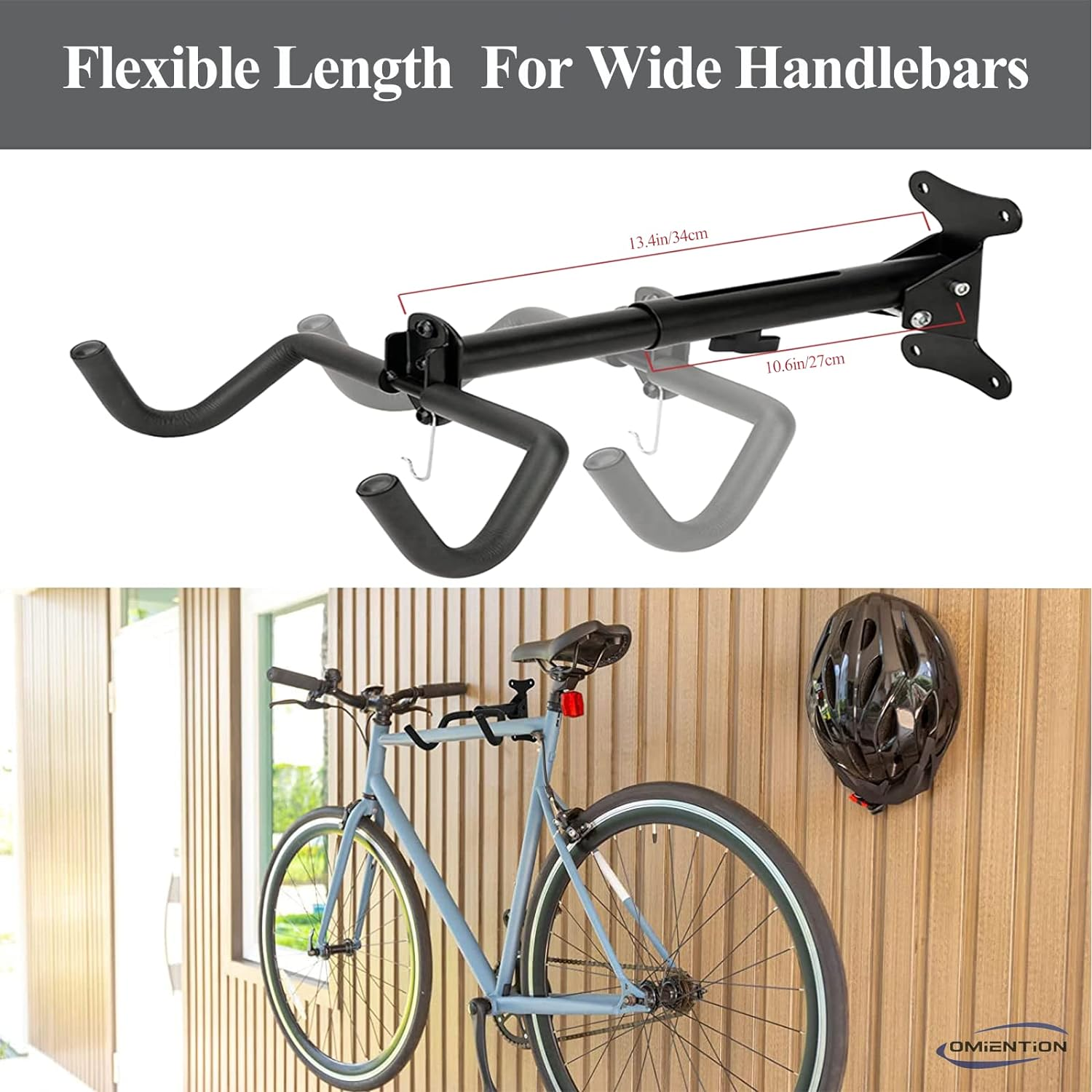 Omiention 2 Pack Bike Wall Mount, Bike Rack Garage,Horizontal Wall Mount Bicycle Storage Hanger Indoor Bike Holder for Haning Mountain Road Bike image number 4