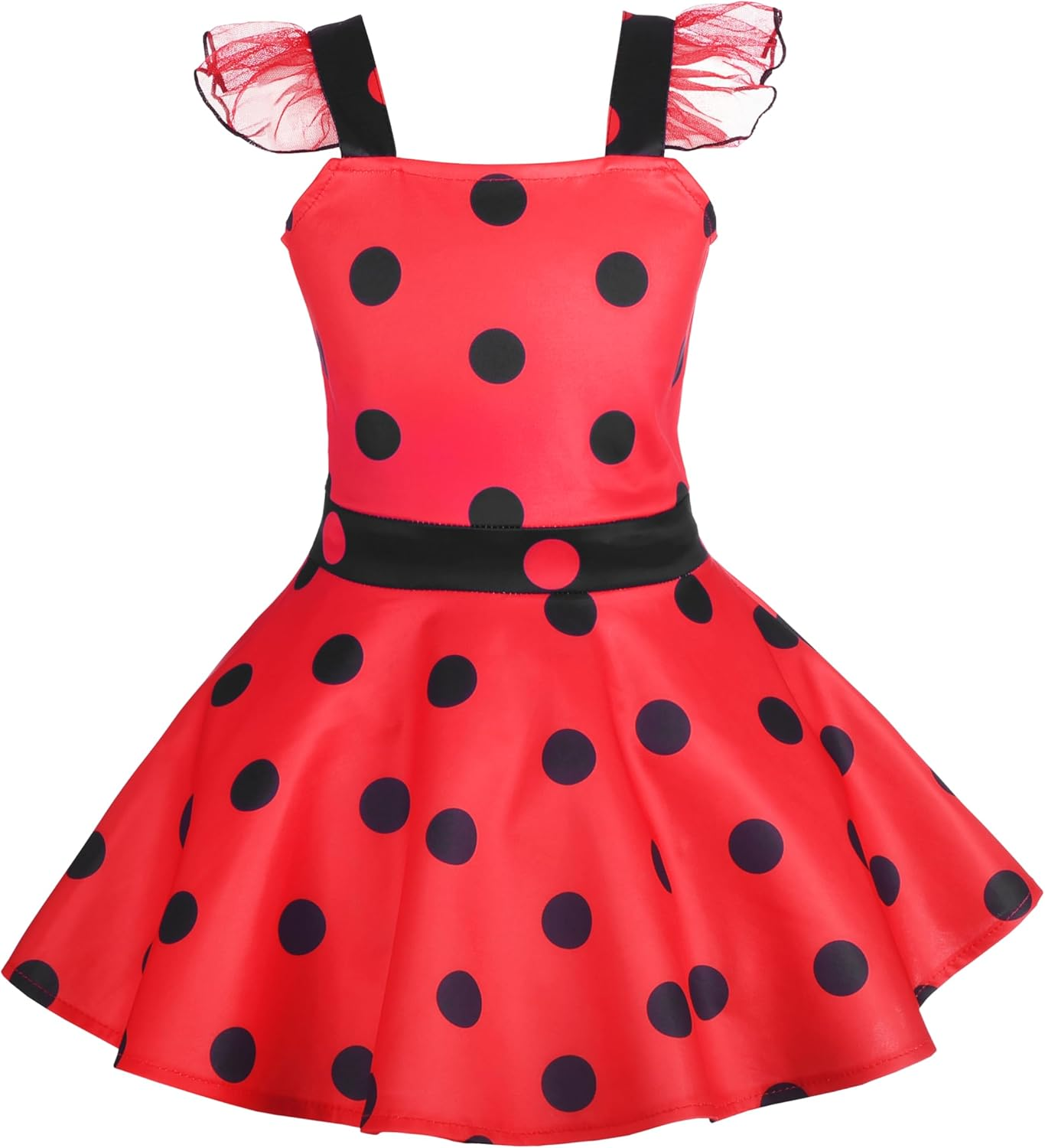 Dressy Daisy Toddler Kids Girls Polka Dots Ladybug Dress up Costume Birthday Halloween Christmas Fancy Party Outfit 12 Months to Size 12, Black/Red