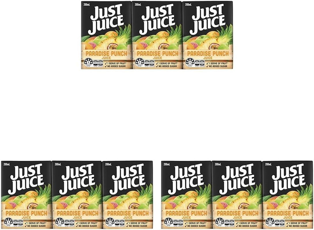 Just Juice Paradise Punch Juice Box, Poppers, Multipack, No Added Sugar, OJ Drinks, 6 X 200Ml (Pack of 3) image number 3