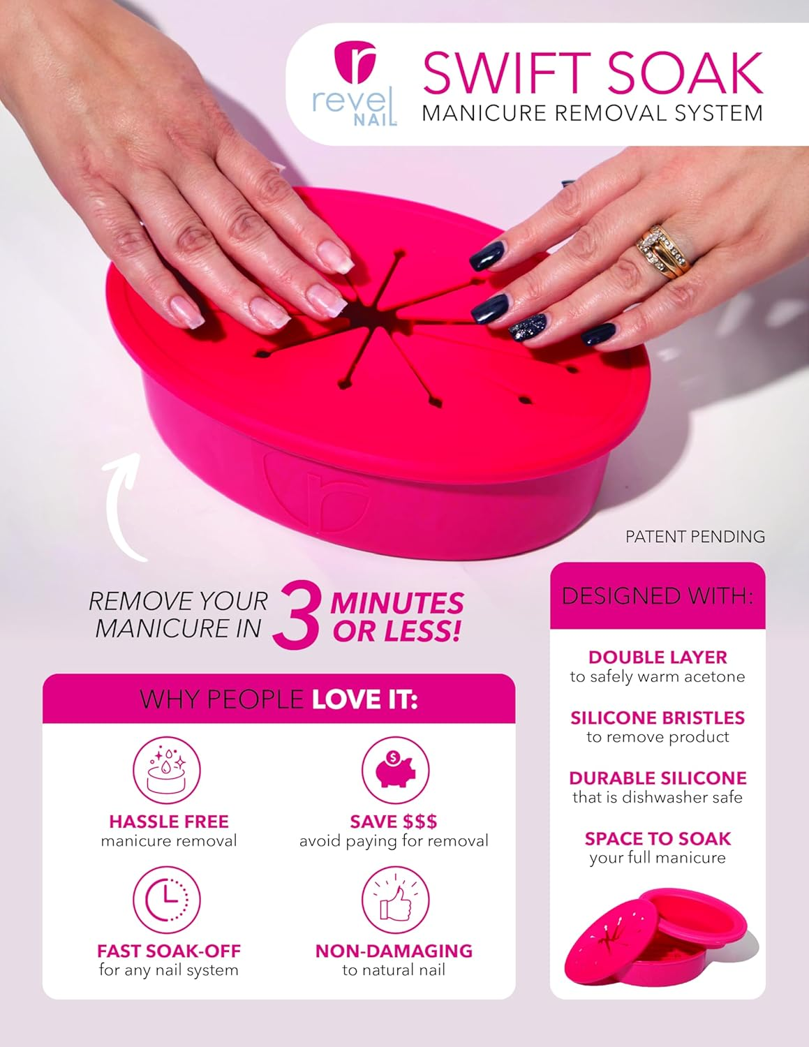 Revel Nail Swift Soak Manicure Removal Bowl image number 2