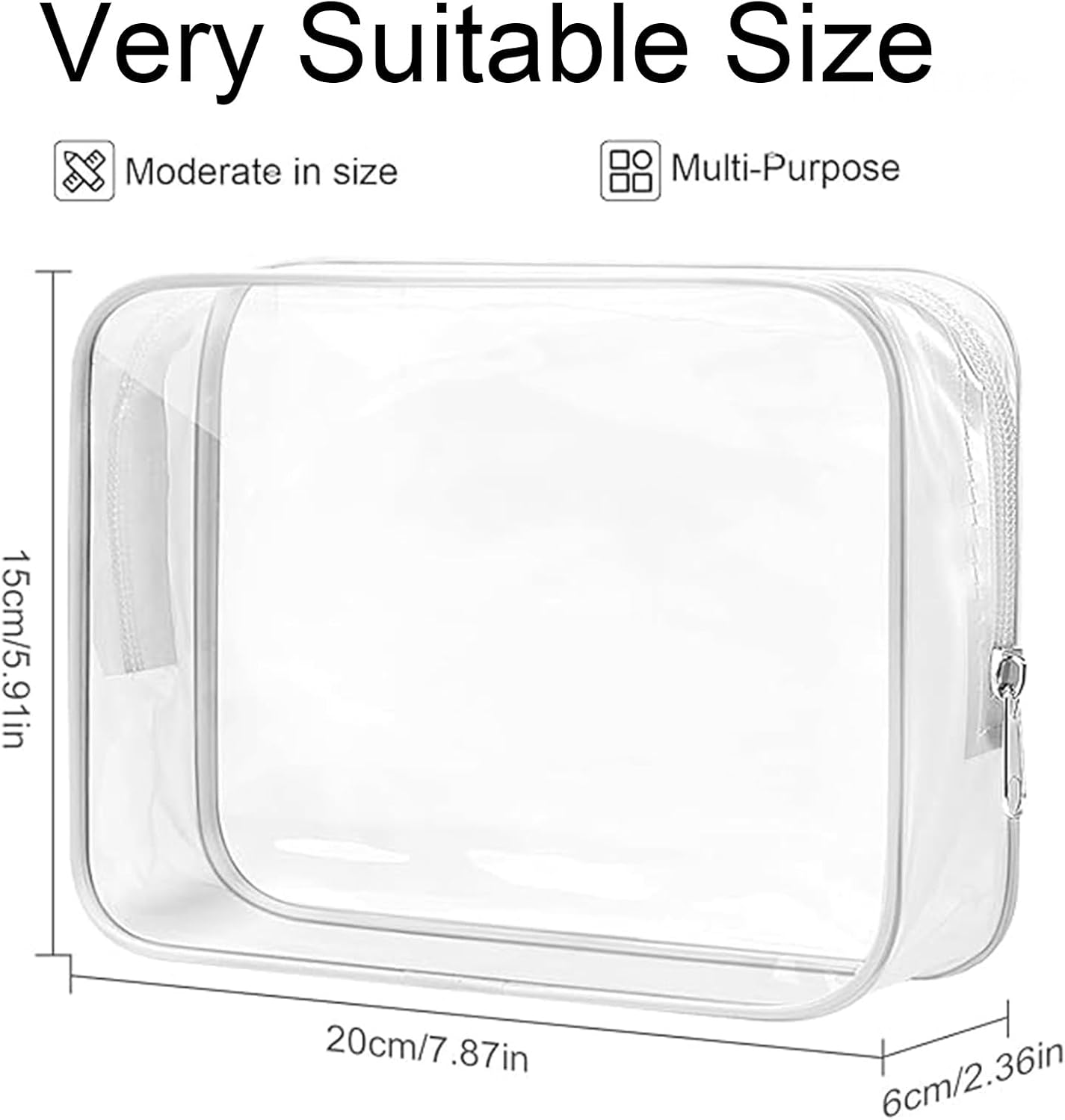 TSA Approved 3 Pack Toiletry Clear Makeup Bag, Waterproof Quart Size Travel Makeup Cosmetic Bag for Women Men,Carry on Airport Airline Compliant Bag image number 5