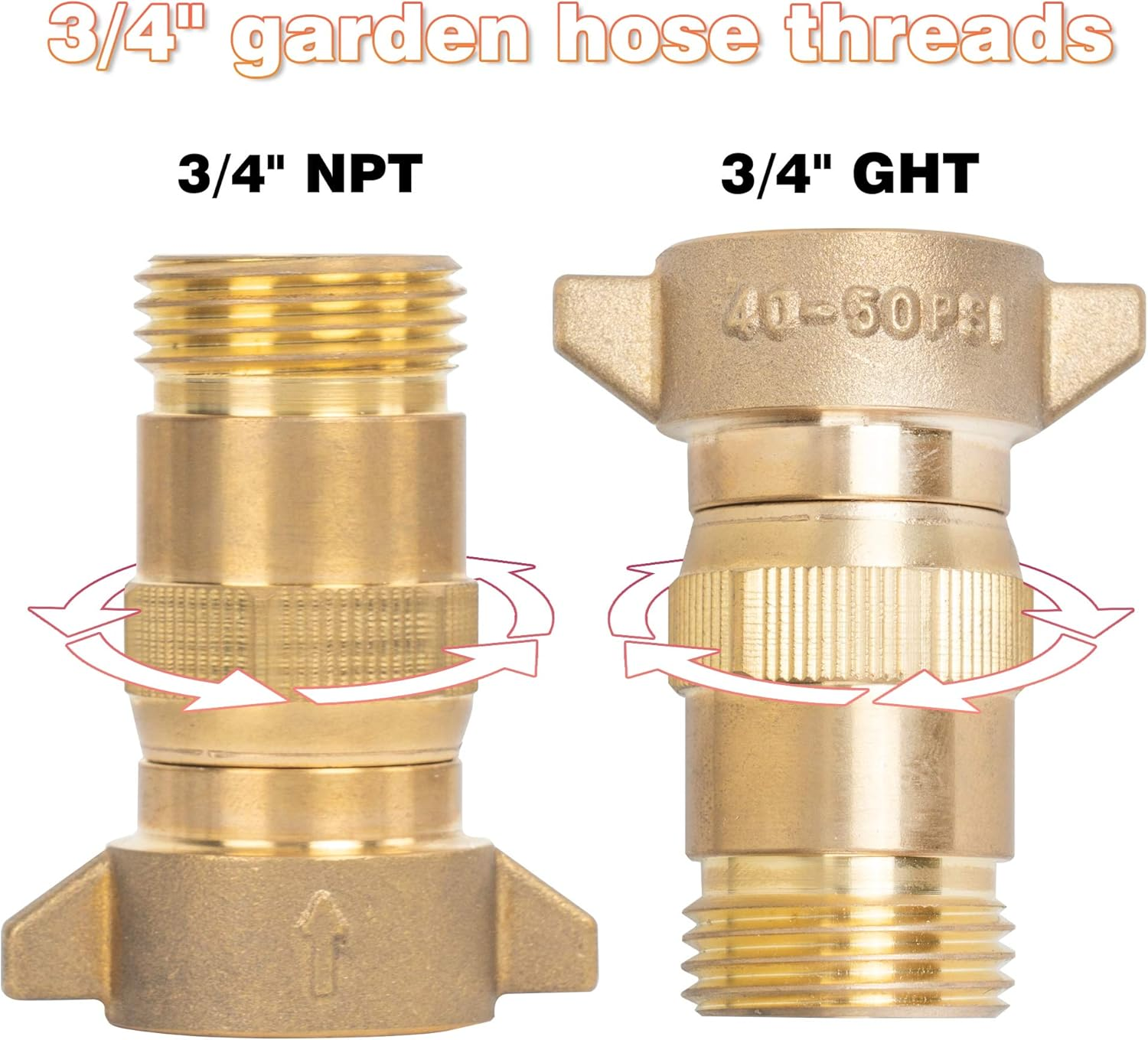 Hourleey Brass RV Water Pressure Regulator, Lead Free, Water Regulator for RV Camper with Filter Screen, Protector for Campers, Travel Trailers, RV Plumbing System, 40-50 PSI image number 4