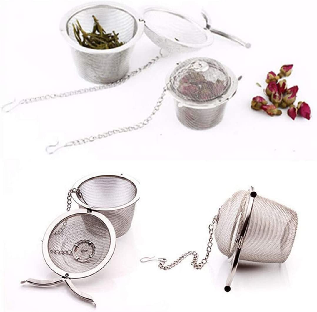Shuo 4 Size Stainless Steel Tea Strainer Infuser Tea Ball Locking Ball Tea Spice Mesh Herbal Ball Cooking Tools with Chain image number 3