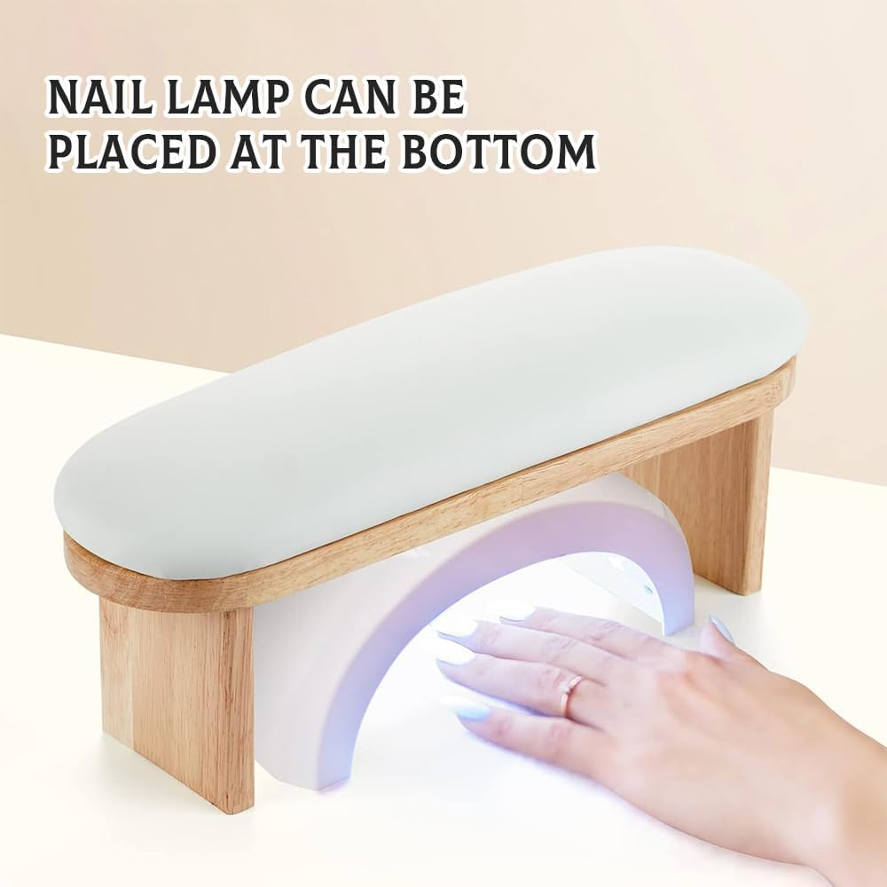 Nail Arm Rest, Sturdy Solid Wood Construction, Easy to Clean, Resistant to Wear, PU Leather Surface, Soft Density Sponge, Height Adjustable Design, Nail Supplies for Nail Techs