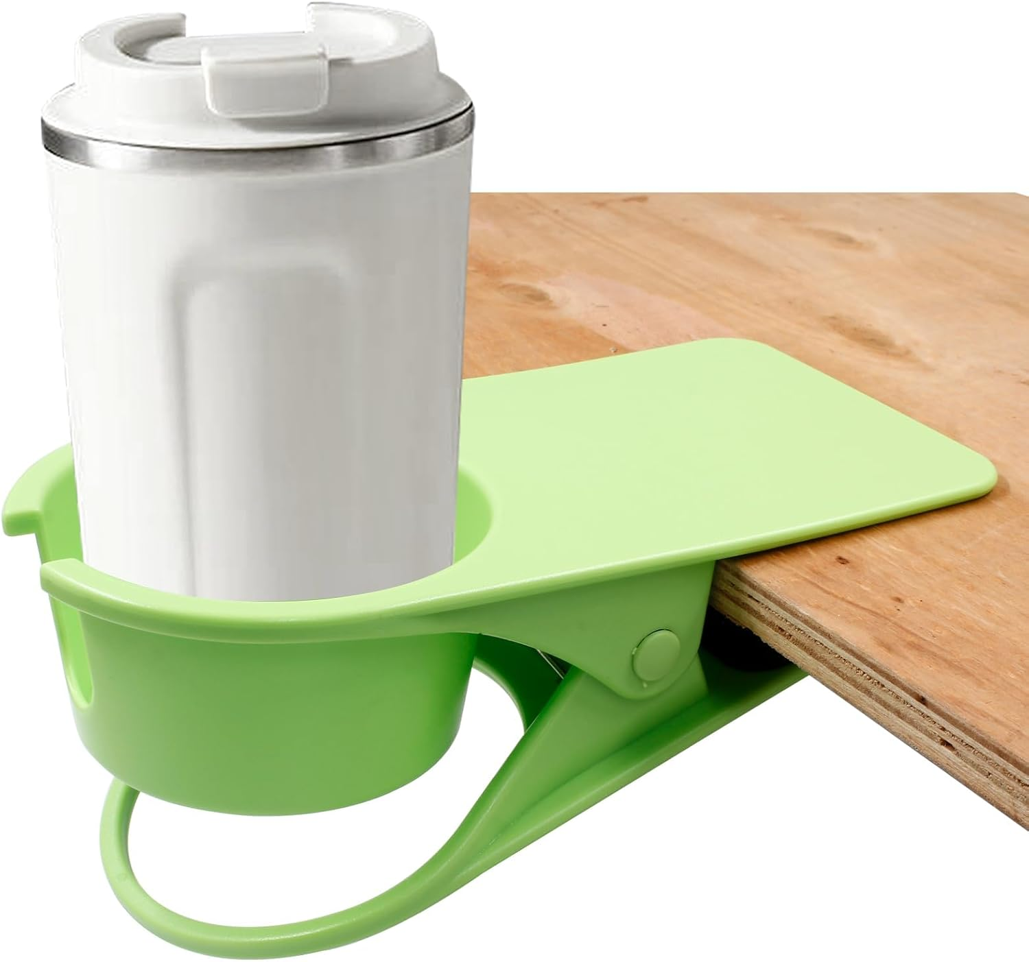 3Pcs Drinking Cup Holder Clip, Desk Drink Holder Clip Adirondack Chair Cup Holder with Clip, Cup Clip Holder for Water Drink Beverage Soda Coffee Mug(Blue, Green and Yellow) image number 3