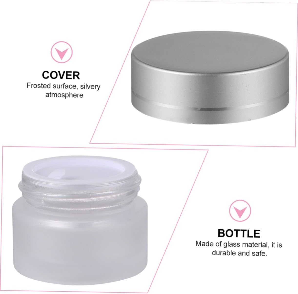 OATIPHO 6Pcs Glass Cream Bottle Ground Jar Makeup Containers Portable Jar for Bathroom Storage Skincare Storage image number 4