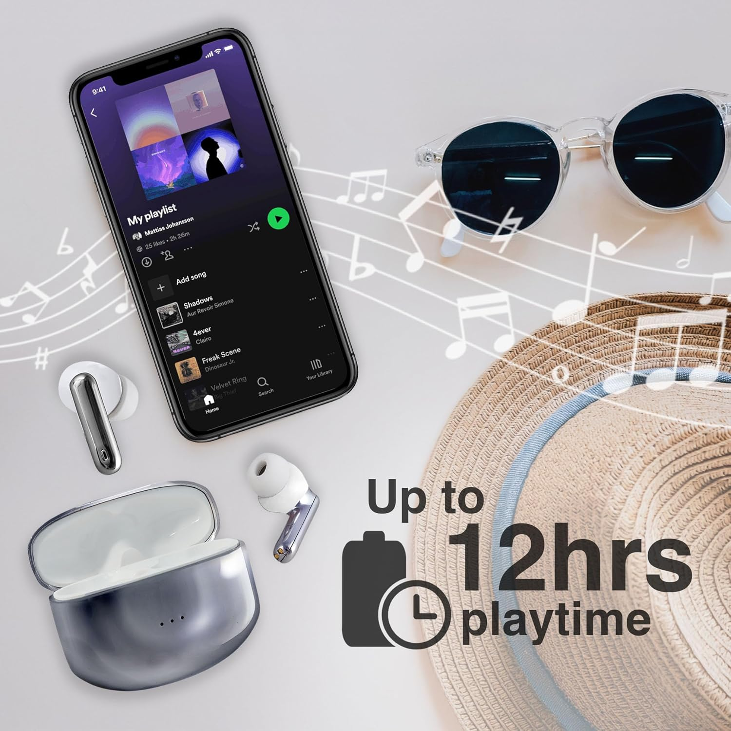 Laser Noise Cancelling TWS Earbuds, Active Noise Cancellation, Bluetooth 5.4, 12 Hrs Playtime, USB C Charging, Voice Assistant - Compatible with Smartphones, Tablets, Laptops, Pcs, Tvs image number 3