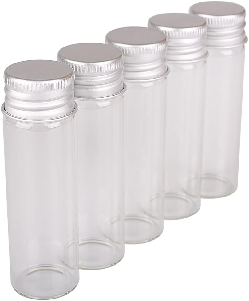 24 Pieces 18Ml Mini Glass Bottles with Aluminium Lids Small Glass Vials Wishing Jars Potion Bottles