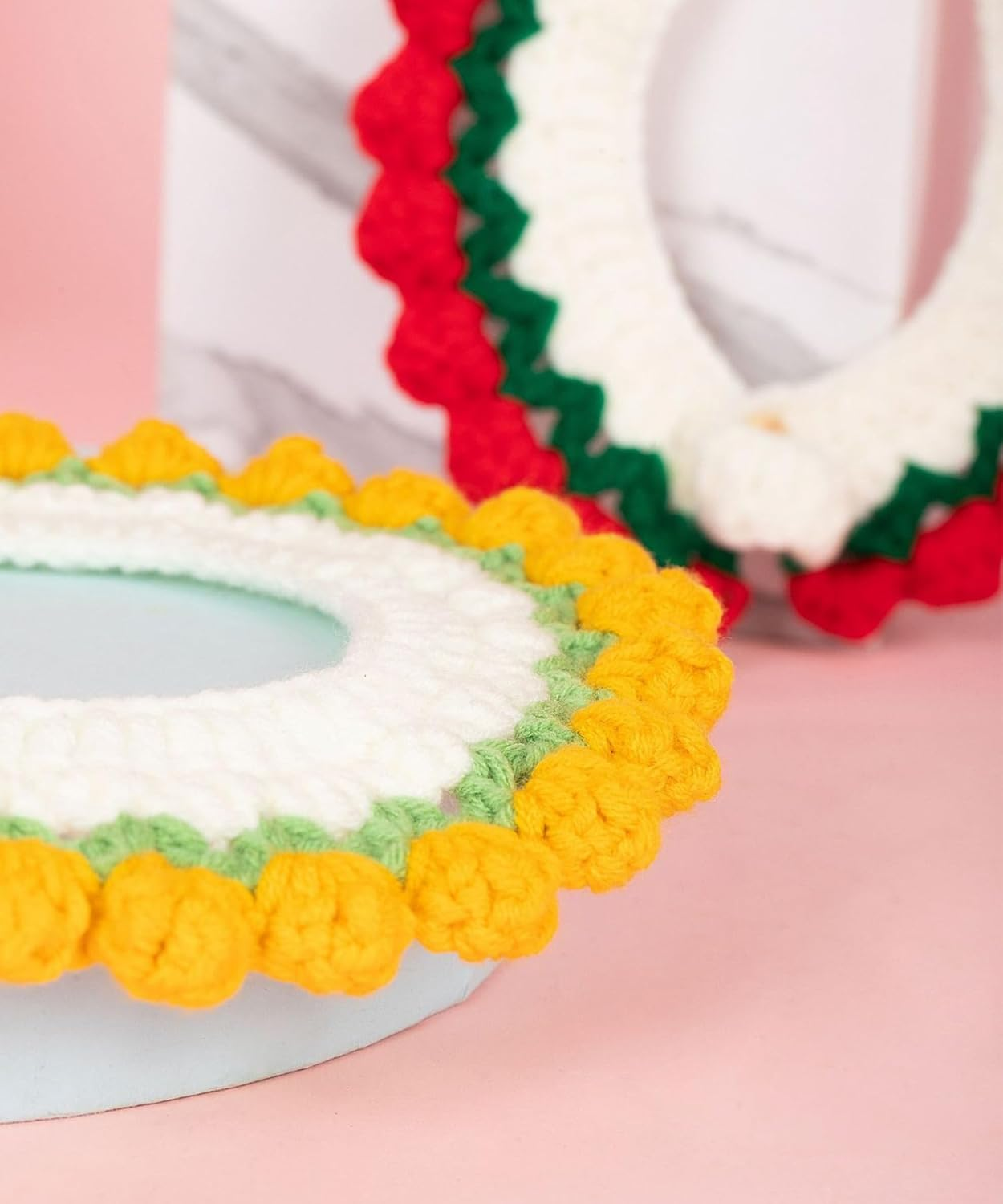 Knit Pet Collar, Pet Collar, Cute, Knit, Flower, Necklace Accessory, for Cats, Cute, Flowers, SNS, Cute, for Pets, Neck Circumference 5.5-7.9 Inches (14-20 Cm), Soft and Lightly Knitted Collar image number 5