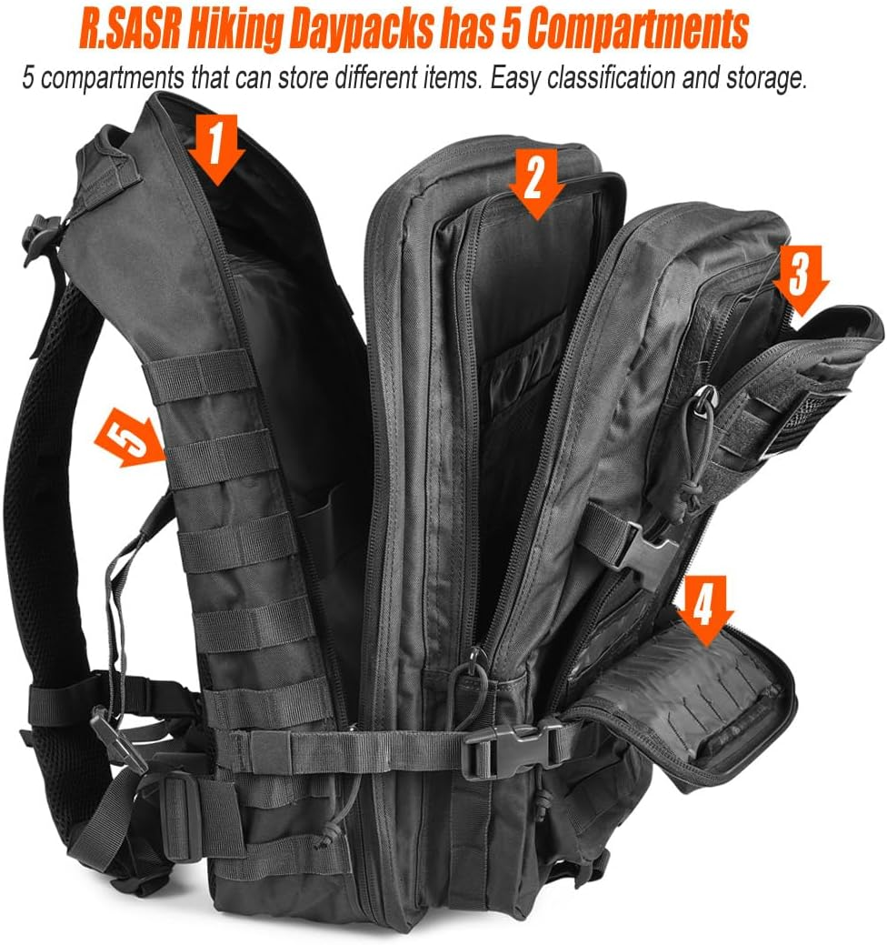 R.SASR Tactical Backpack for Men, Military Backpack, Molle Backpack, 45L, Large Army 3 Day Hiking Backpack