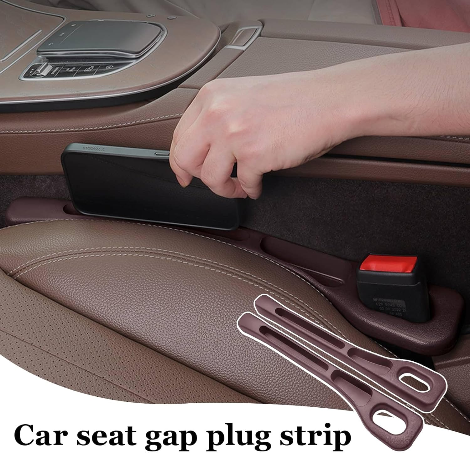 2PCS Car Seat Side Gap Filler, No Drop Seat Guard, 2025 Car Seat Side Gap Filler, Soft Foam Multifunctional Seat Side Gap Filler with Organizer & Hook Function, Seat Gap Fillers for All Cars (Brown) image number 4