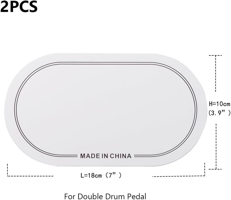 FUNFANG 2 Pack Double Pedal Drumhead Patches Wear-Resistant Stickers Self-Adhesive Drumhead Patch Protectors Drum Protective Pad for Bass Drum and Percussion Accessories White 18X10Cm image number 3