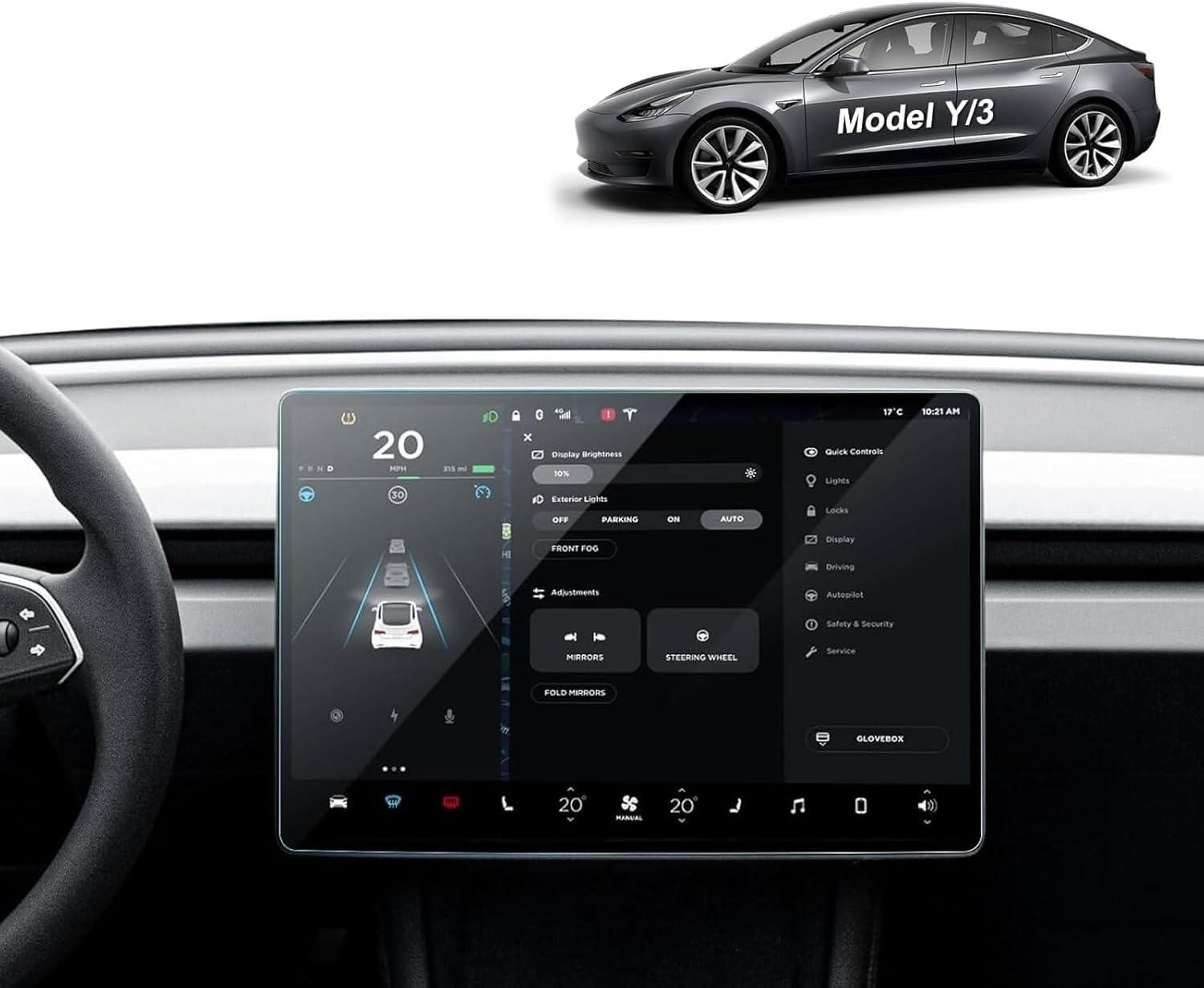 T Tersely Tempered Glass Screen Protector for Tesla Model Y Juniper (2025)/ Model 3 Highland (2024), 15.4" Center Control Touch Car Navigation,Ultra Sensitive/High Definition Screen Protector image number 2