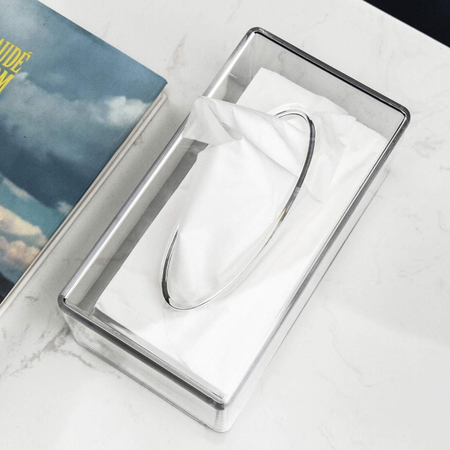 Tissue Box Transparent Acrylic Facial Tissue Dispenser Box Cover Holder Storage Case Clear Rectangle Napkin Organizer