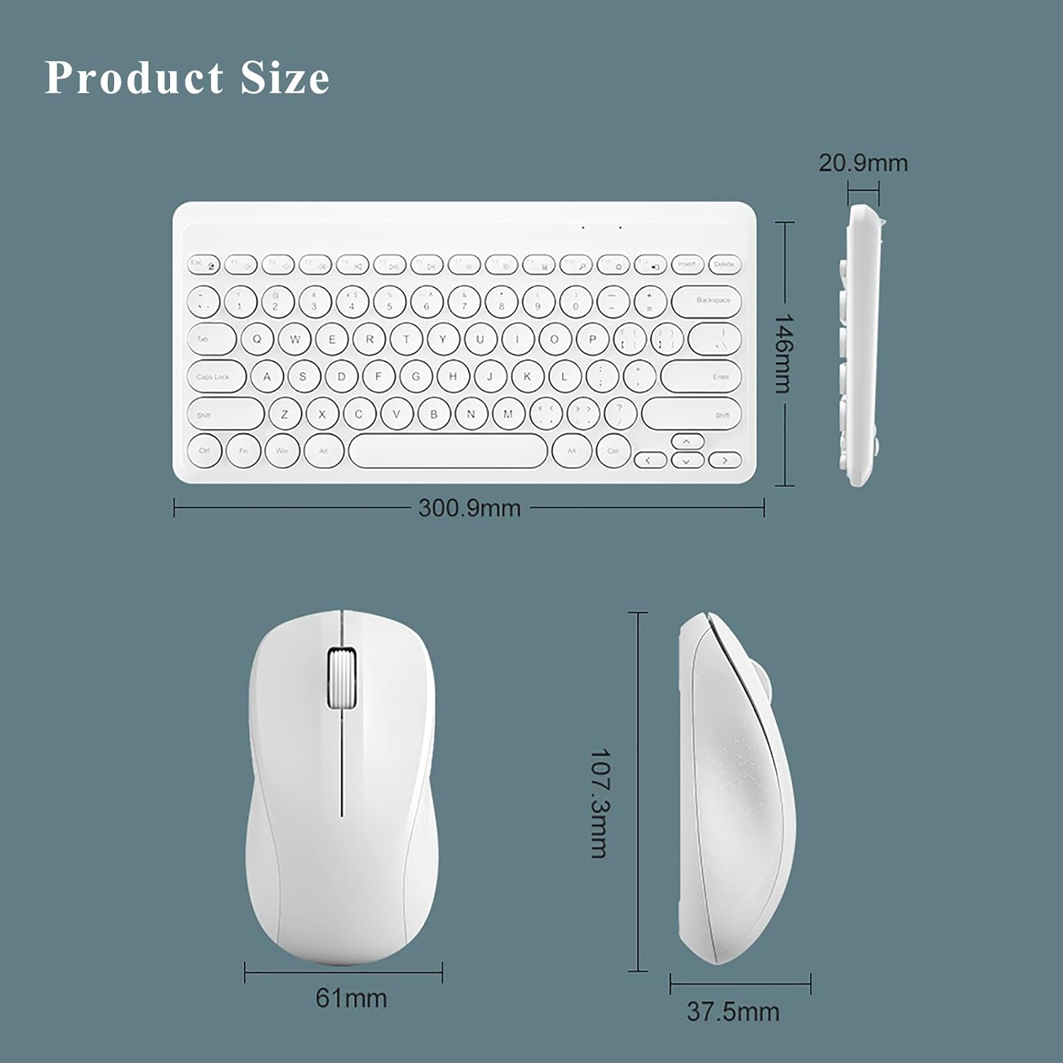 Compact Keyboard Mouse Combo,Jieruideng 79-Key Retro Mini Cute Computer Keyboard 2.4G USB Wireless and Silent Mice Set for Laptop Desktop PC Ipad (White) - Pink image number 4