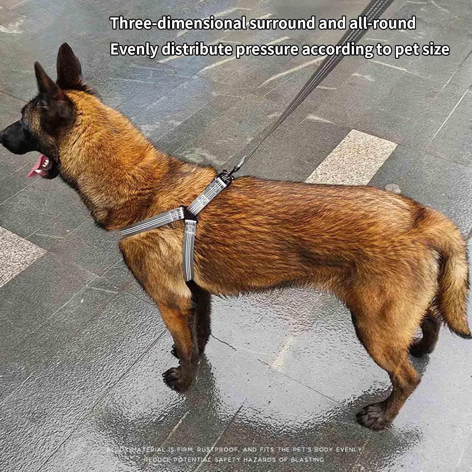 Rope Vest Harnesses Dog Lead Dog Leads Dog Leash Long with Carabiner for Small Dogs Buckle Double Ring Drawstring Hook Loop Reflective at Night Vest Type Pet Outing Alloy Buckle (M,Black) image number 3