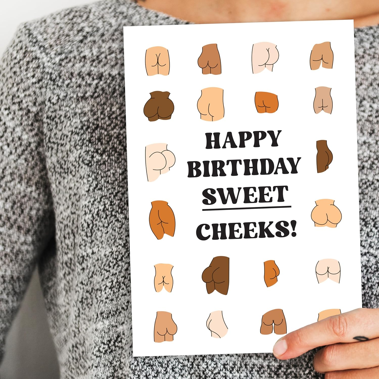 Adult Greeting Funny Birthday Cards for Women or Men. Sweet Cheeks Giant Card & Mailing Envelope. Dirty Anniversary 13X9 In. Ass Illustrations for Her Him. Bday Decor Ideas for Best Friend Coworker.