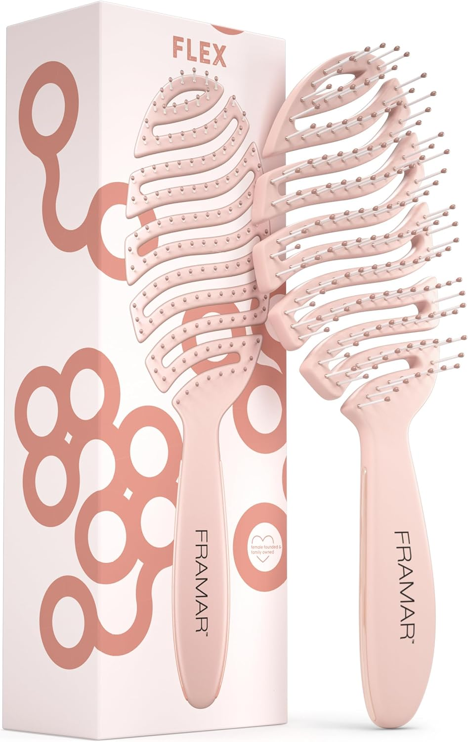 FRAMAR Vented Hair Brush for Women &ndash; Flex Brush, Wet Hair Brush Detangler, Wet Hairbrush for Women, Detangle Brush, Brushes for Hair, Hairbrushes &ndash; Vented Design for Faster Drying Time - Black