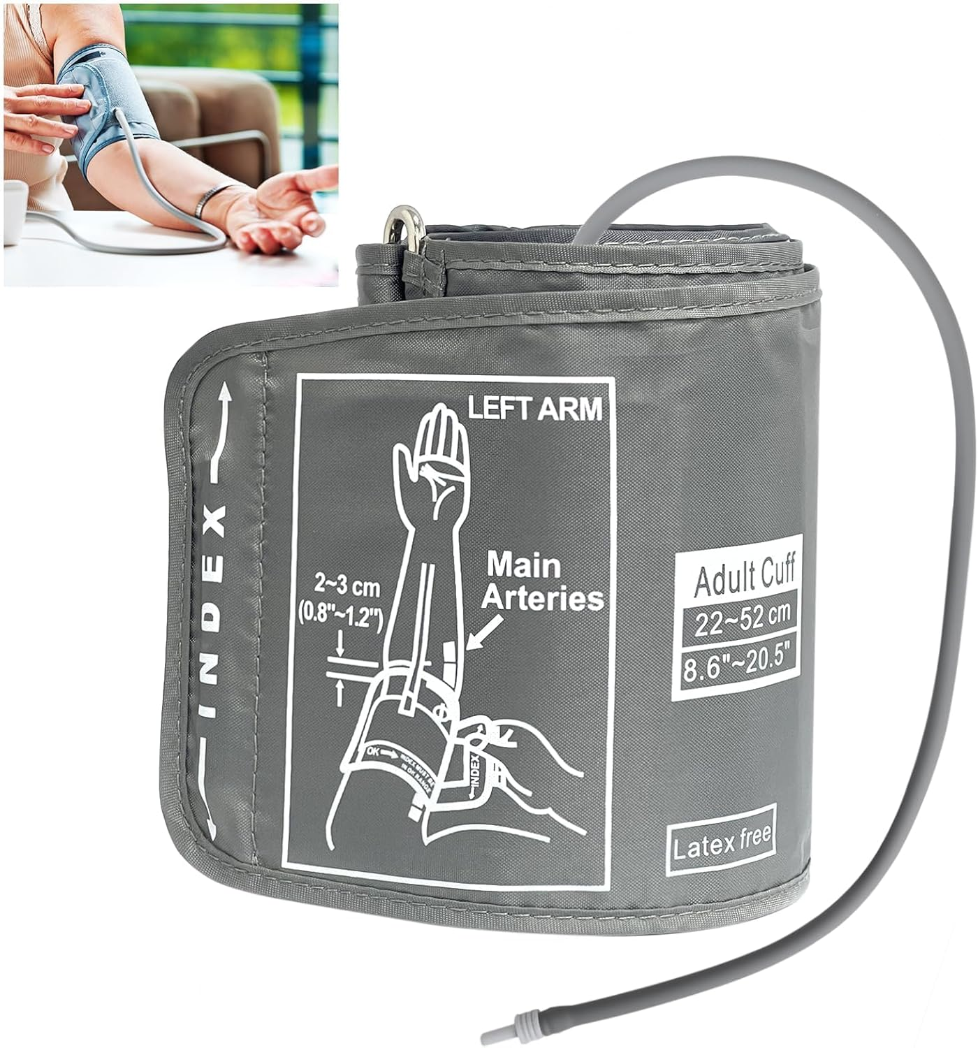 Extra Large Cuff 22-52Cm Compatible with OMRON Digital Upper Arm Blood Pressure Monitor, Blood Pressure Cuff with 4.6Mm Connectors, Replacement XL Cuff Compatible with Omron, BP Machine Not Included image number 2