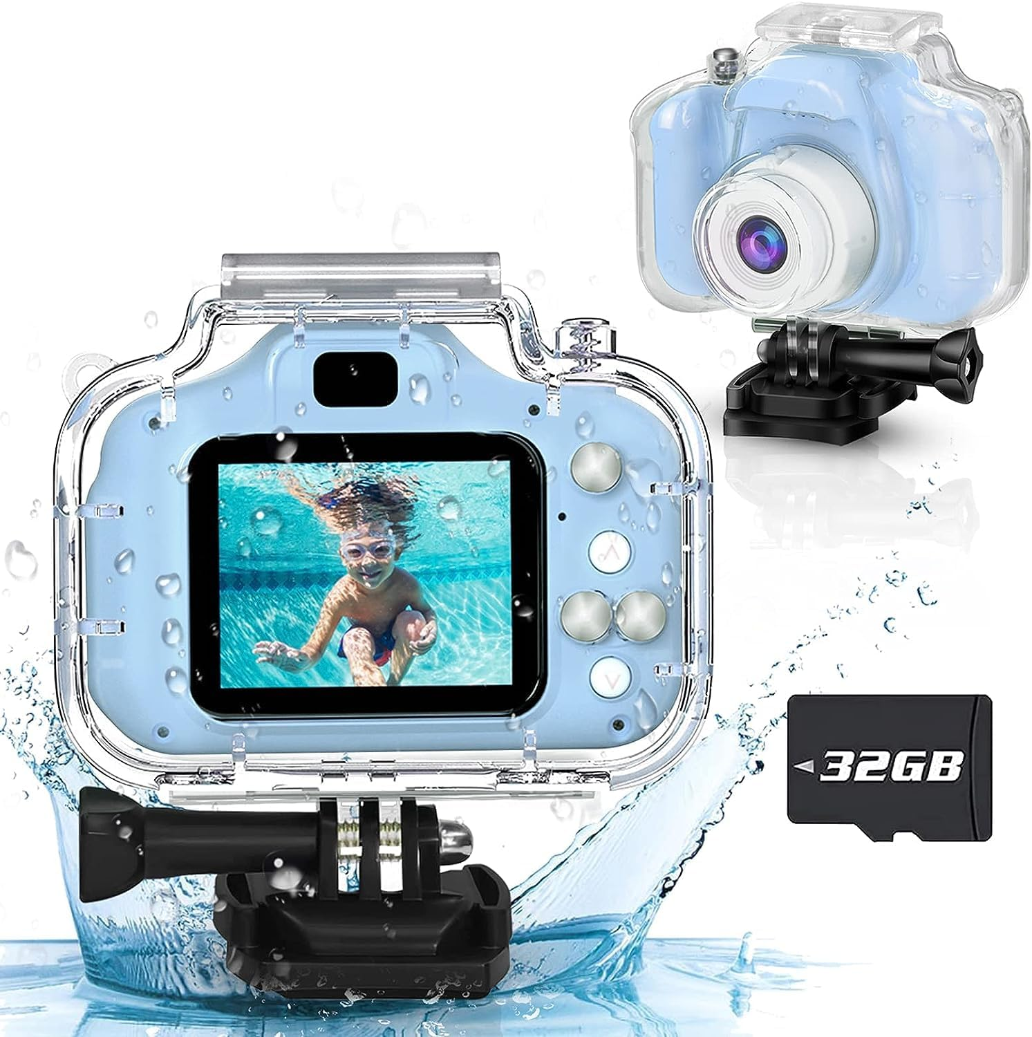 Seckton Kids Camera Waterproof for Girls 3-12 Year Old Children'S Day Birthday 1080P Children Digital Camera Underwater HD Video Toddler Camera Toys 2 Inch Screen with 32GB Card (Pink)