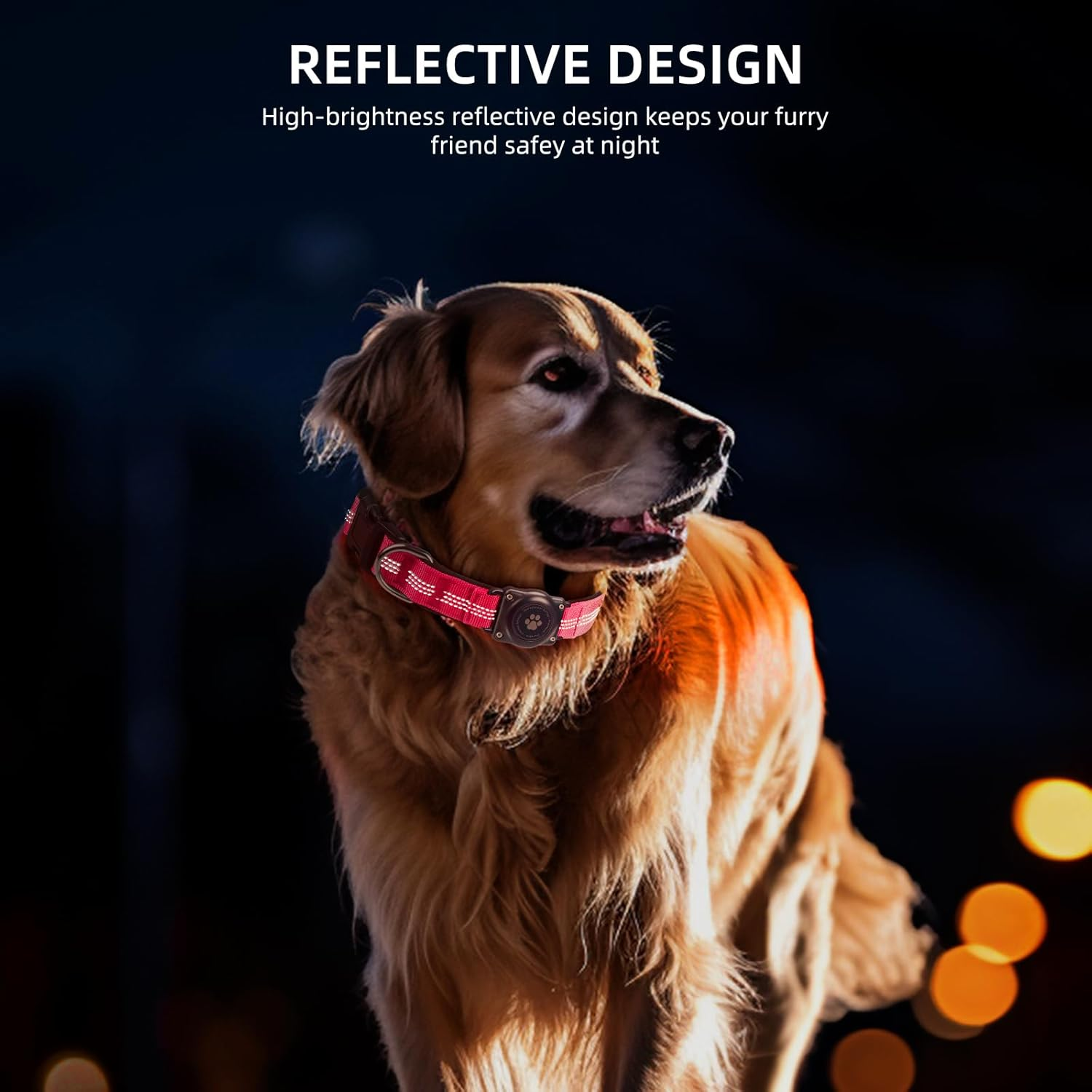 Reflective Air Tag Dog Collar - 100% Waterproof Dog Collar Airtag Holder | Extra-Durable, Soft Padded Airtag Dog Collars for Small Medium Large Dogs image number 4