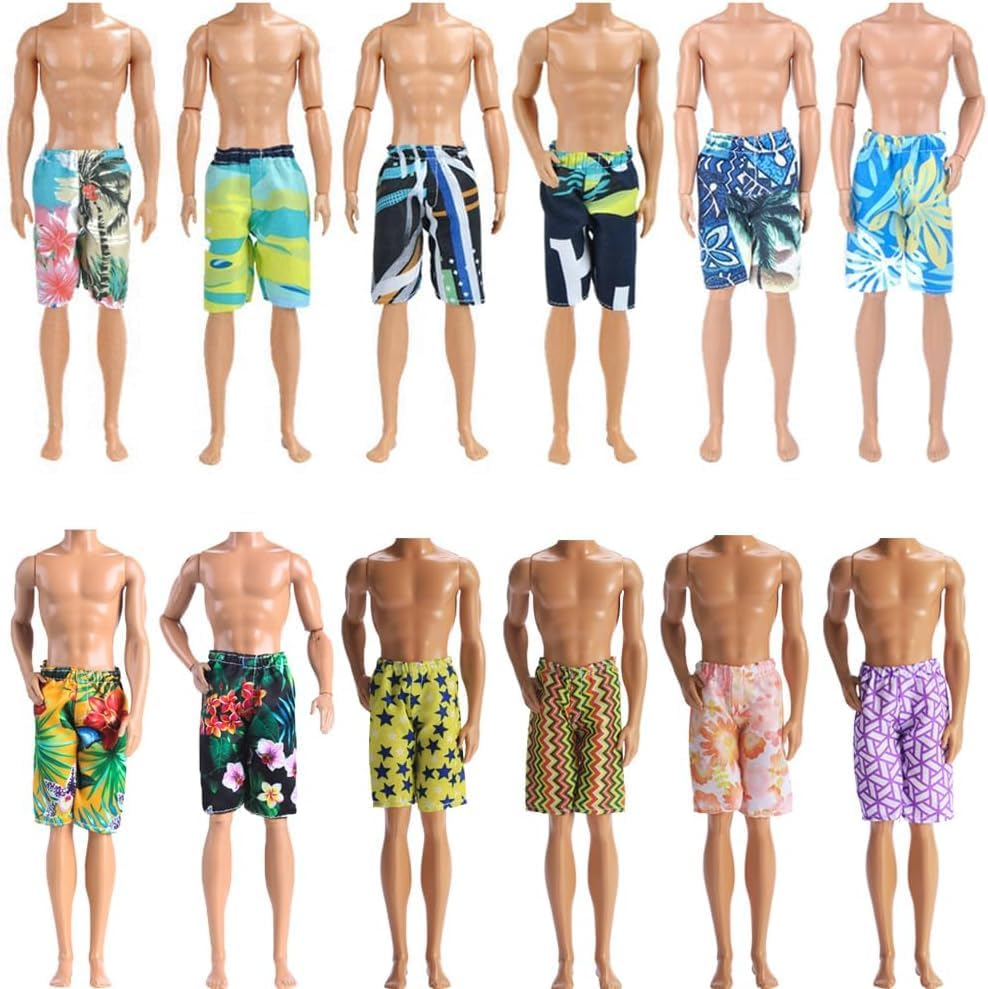 E-TING 10-Item Fantastic Pack = 5 Sets Fashion Outfit for 12" Boy Doll (Casual Wear Clothes + Black Suit + Swimwear) image number 2