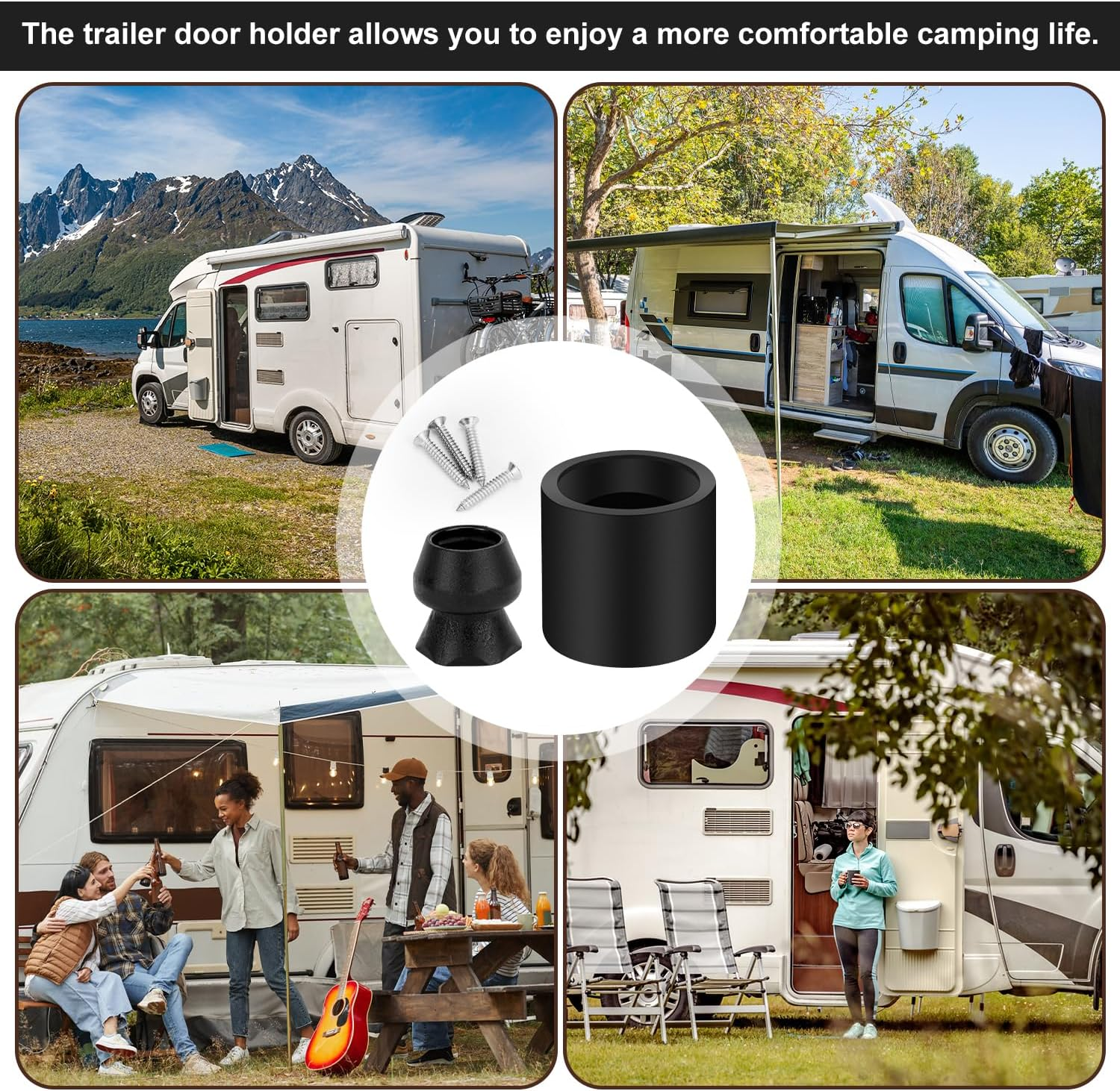 2Pcs Trailer Door Holder Kit, RV Camper Door Holder Rubber Bumper Door Holder Horse Trailer Window Bumper Trailer Door Bumper Horse Trailer Accessories for Rvs Trailers Campers