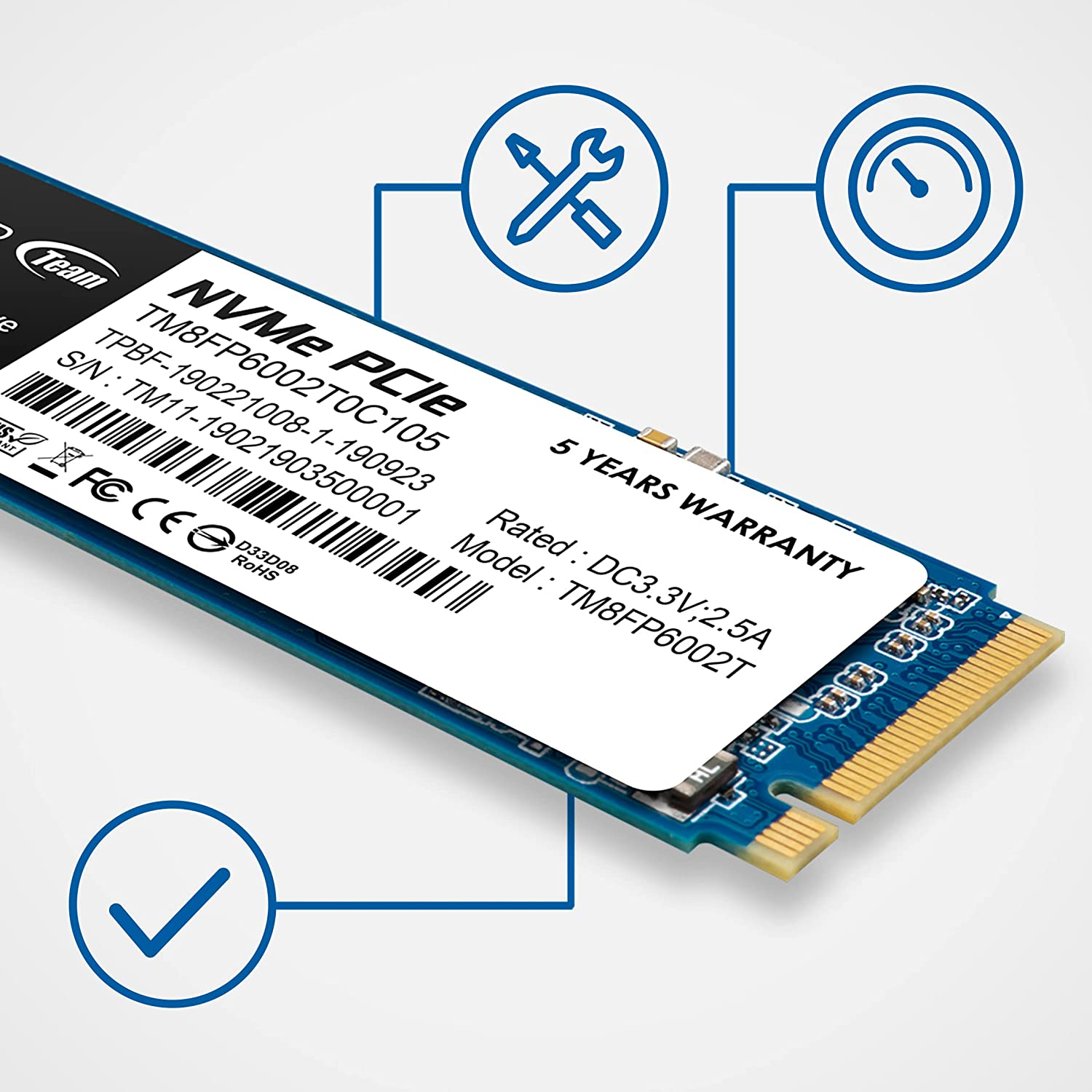 TEAMGROUP MP33 512GB SLC Cache 3DNAND TLC Nvme Pcie Gen3X4 M.2 2280 Internal SSD R/W up to 1700/1400 Mb/S Compatible W/Laptop&Desktop TM8FP6512G0C101 image number 4