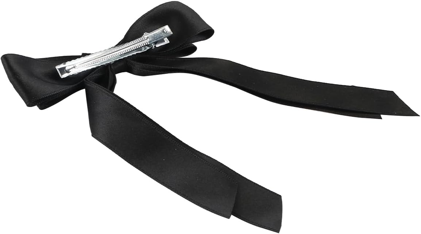 Enwye 2 Black and Red Silk Satin Hair Accessories with Hair Clips for Braids, Ponytails or Clothes image number 3