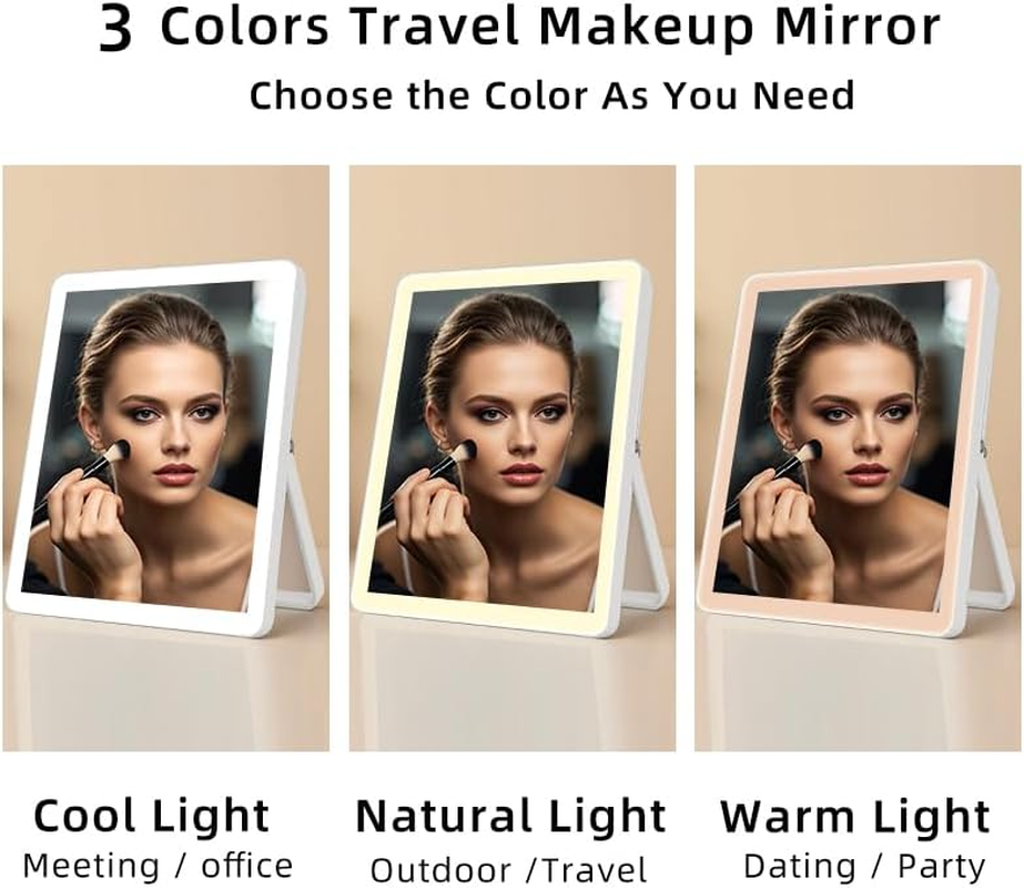 Vanity Mirror with Lights, 12" LED Makeup Mirror with Lights for Bedroom Tabletop Travel, Smart Touch Control 3 Colors Dimmable, 360&deg; Rotation image number 2