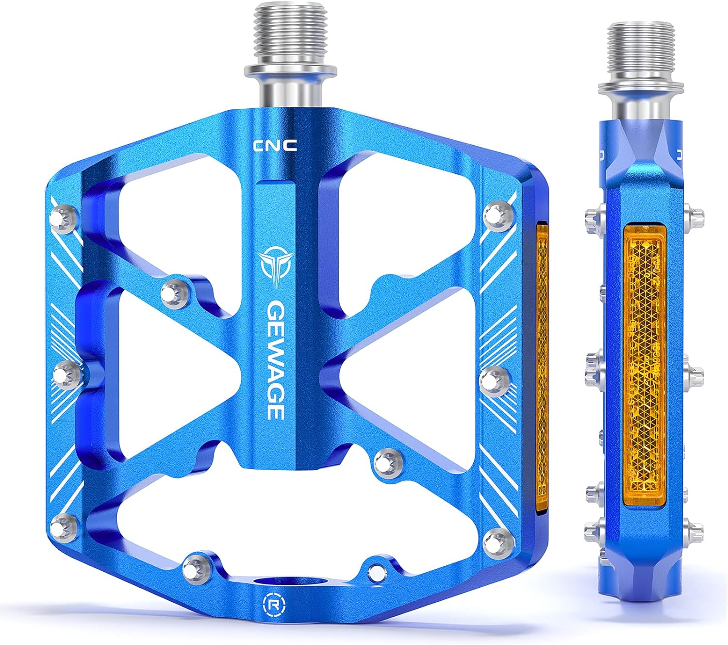 Bike Pedals 9/16 Inch - Bicycle Pedals with Reflectors - 3 Sealed Bearings MTB Pedals Wide Platform Pedals for Mountain Bike, BMX, Road Bike Pedals