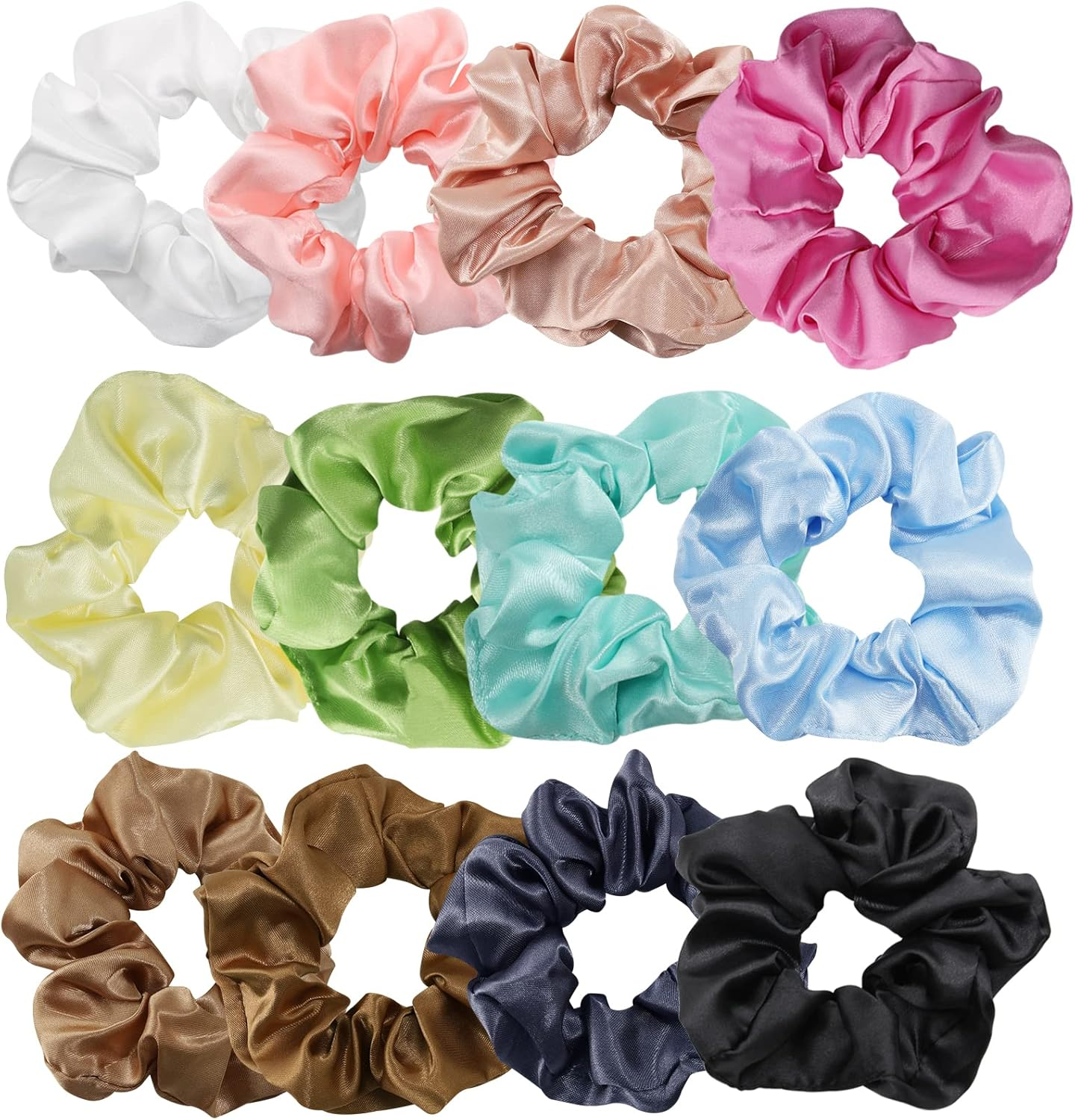 Silk Satin Hair Bobbles - Tonbao 12 Pieces Satin Hair Scrunchie Set, Silky Curly Hair Accessory for Women, Soft Silk, Elastic Hair Band Set Hair Bobbles Ponytail Holder (12 Colours) image number 4