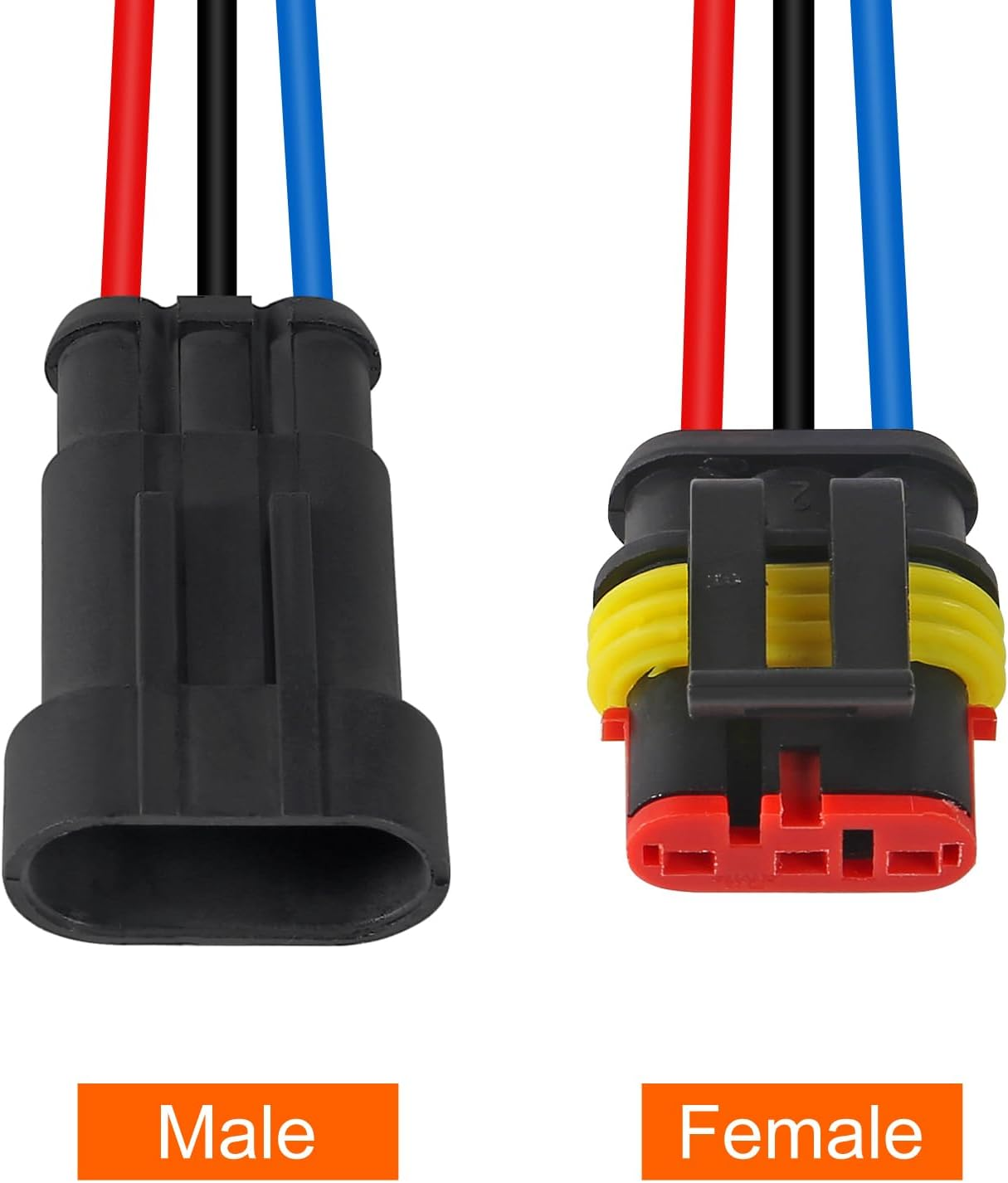 DIANN 6 Sets 3 Pin Connector Waterproof Connector Male and Female Electrical Connector 16 AWG Wire for Car Truck, Boat and Other Wire Connection image number 1