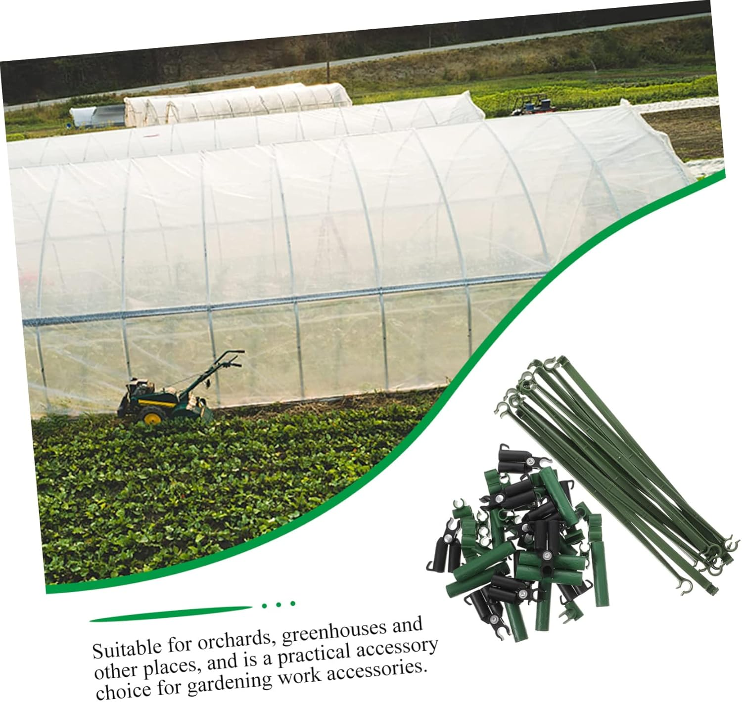 INOOMP Garden Trellis Connectors and Plastic Buckle for Plant Supports, 50Pcs Set with 11Mm Adjustable Fixing Connectors, Plastic-Coated Garden Stakes for Outdoor Trellis and Fence image number 3