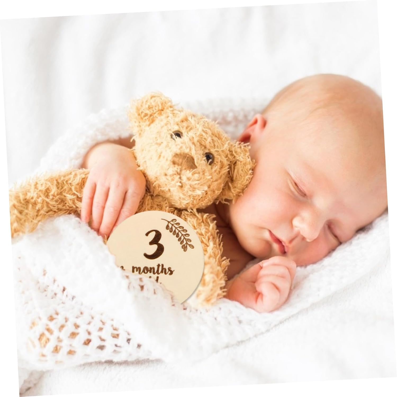 6Pcs Monthly Milestone Cards for Newborns Wooden Milestone Photo Props Double-Sided Accessory for Books Newborn image number 2